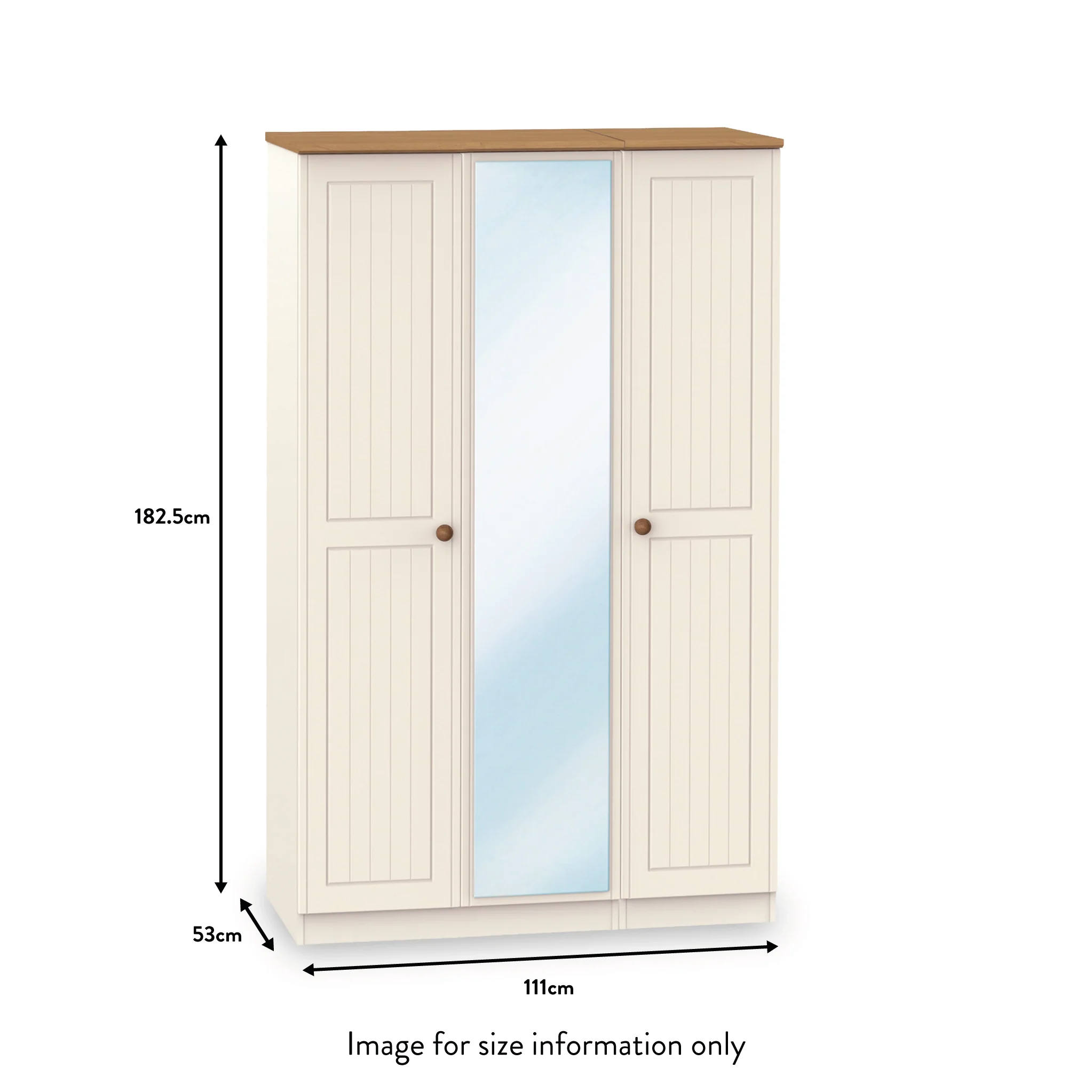 Brixham Cream Triple Mirror Wardrobe - Image 5