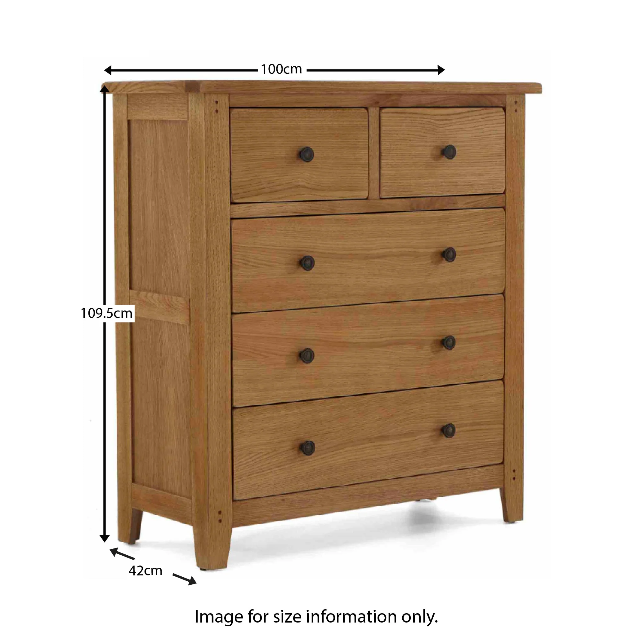 Broadway Oak 2 Over 3 Drawer Chest - Image 12