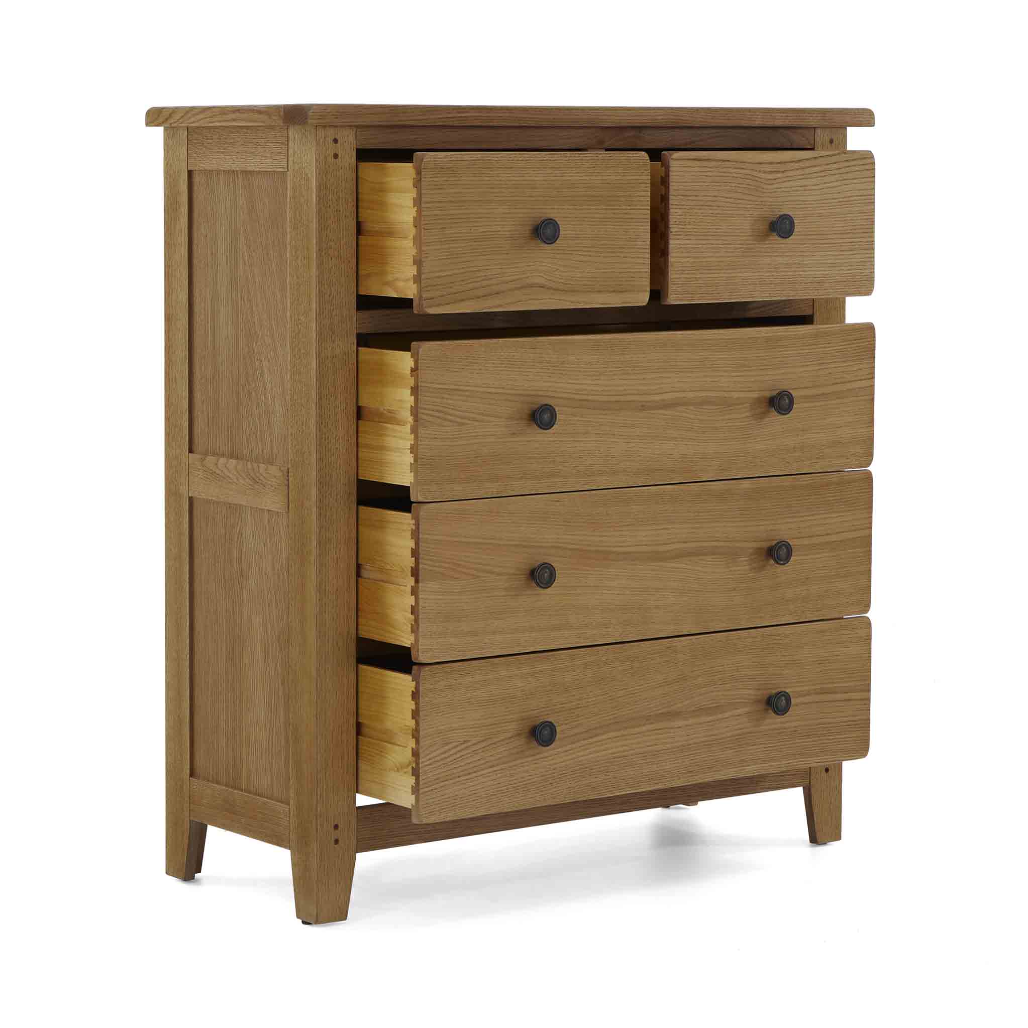 Broadway Oak 2 Over 3 Drawer Chest - Image 4