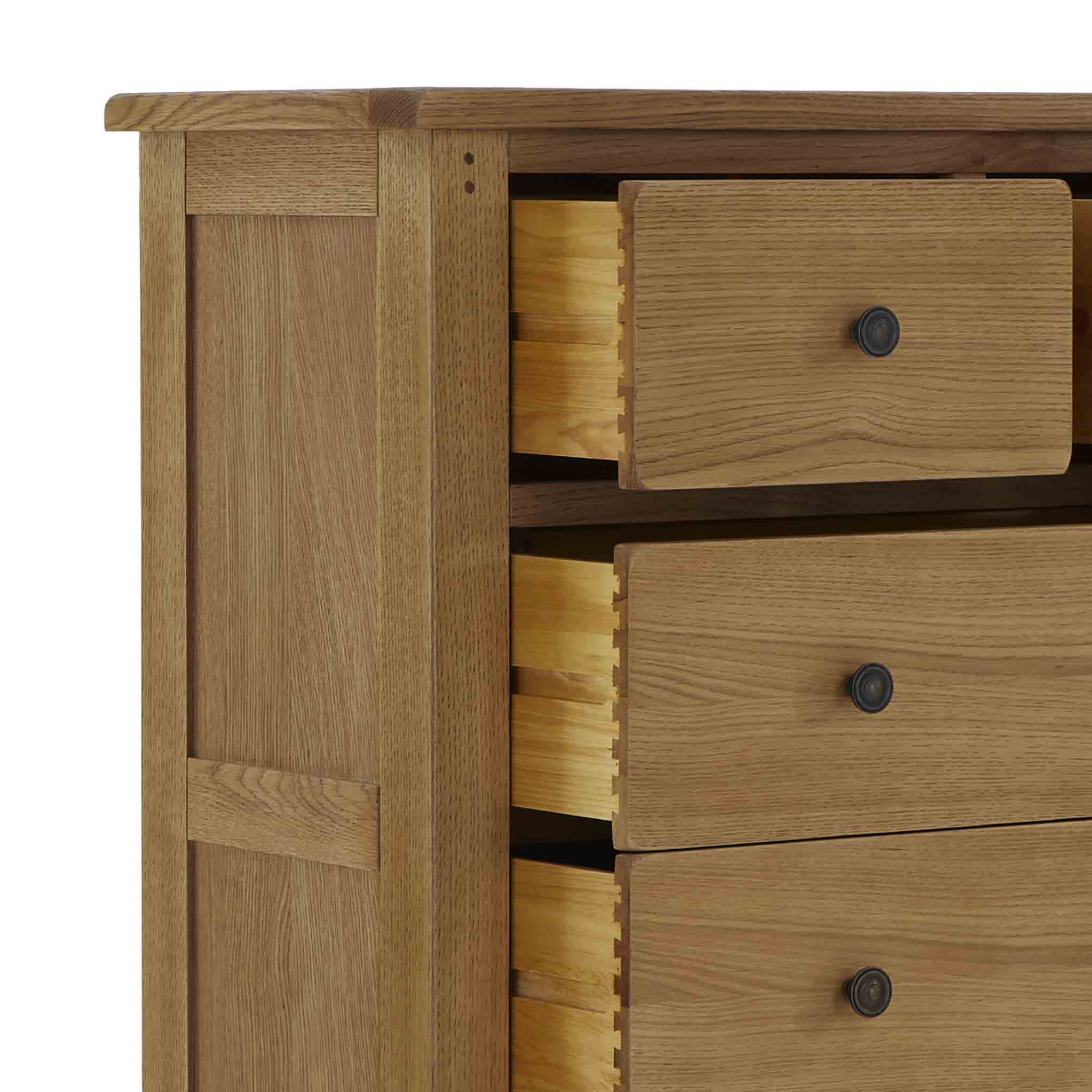 Broadway Oak 2 Over 3 Drawer Chest - Image 6