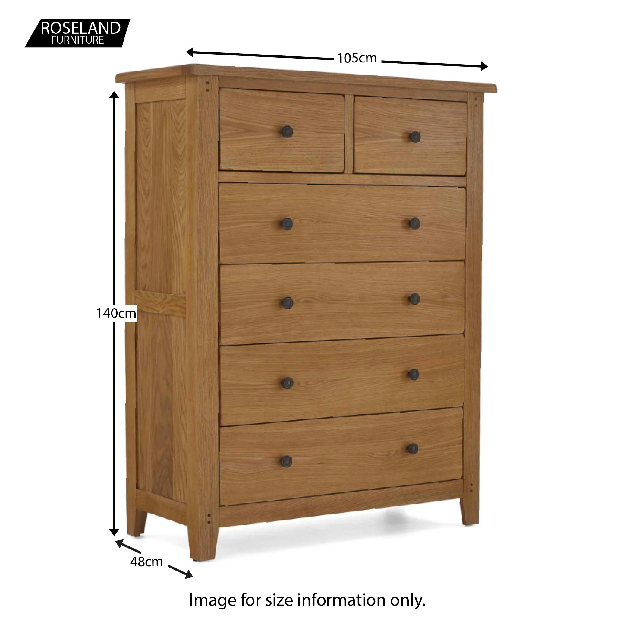 Broadway Oak 2 Over 4 Drawer Chest - Image 12