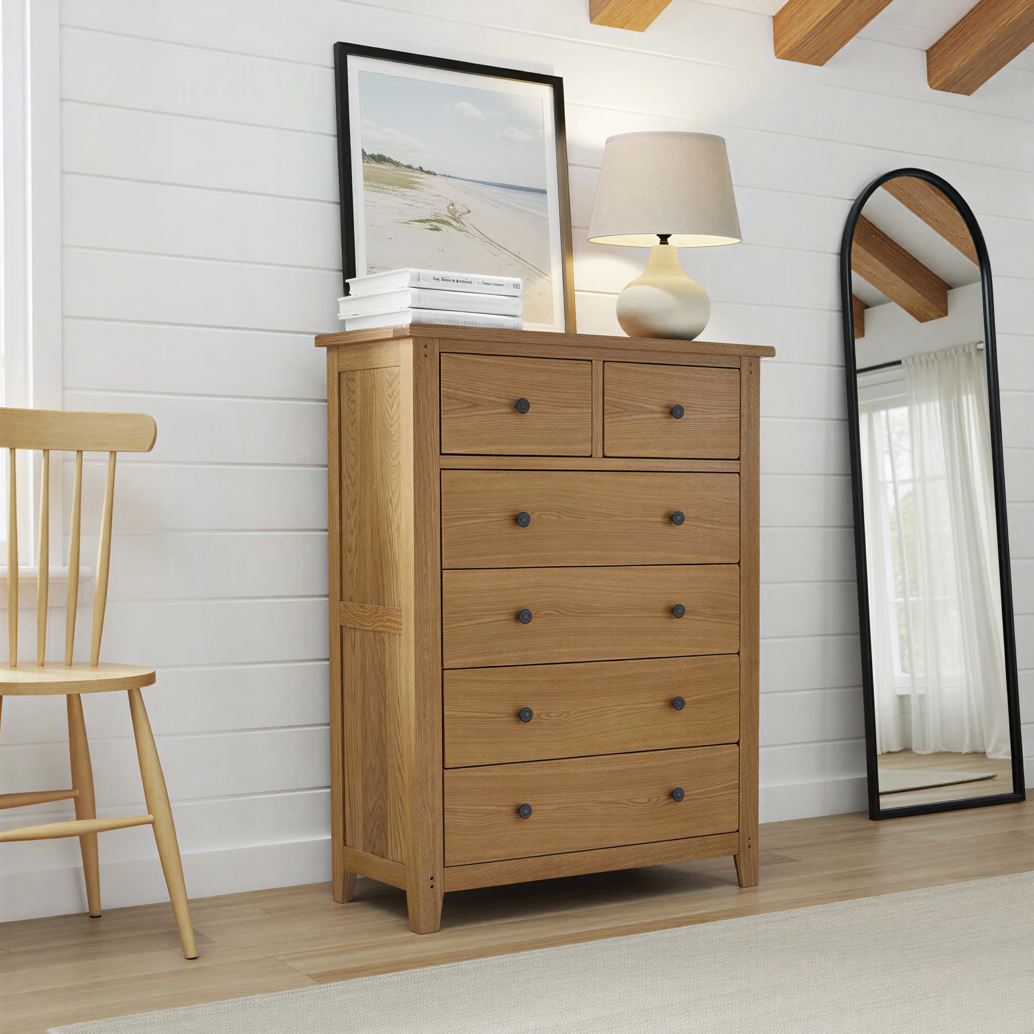 Broadway Oak 2 Over 4 Drawer Chest - Image 2
