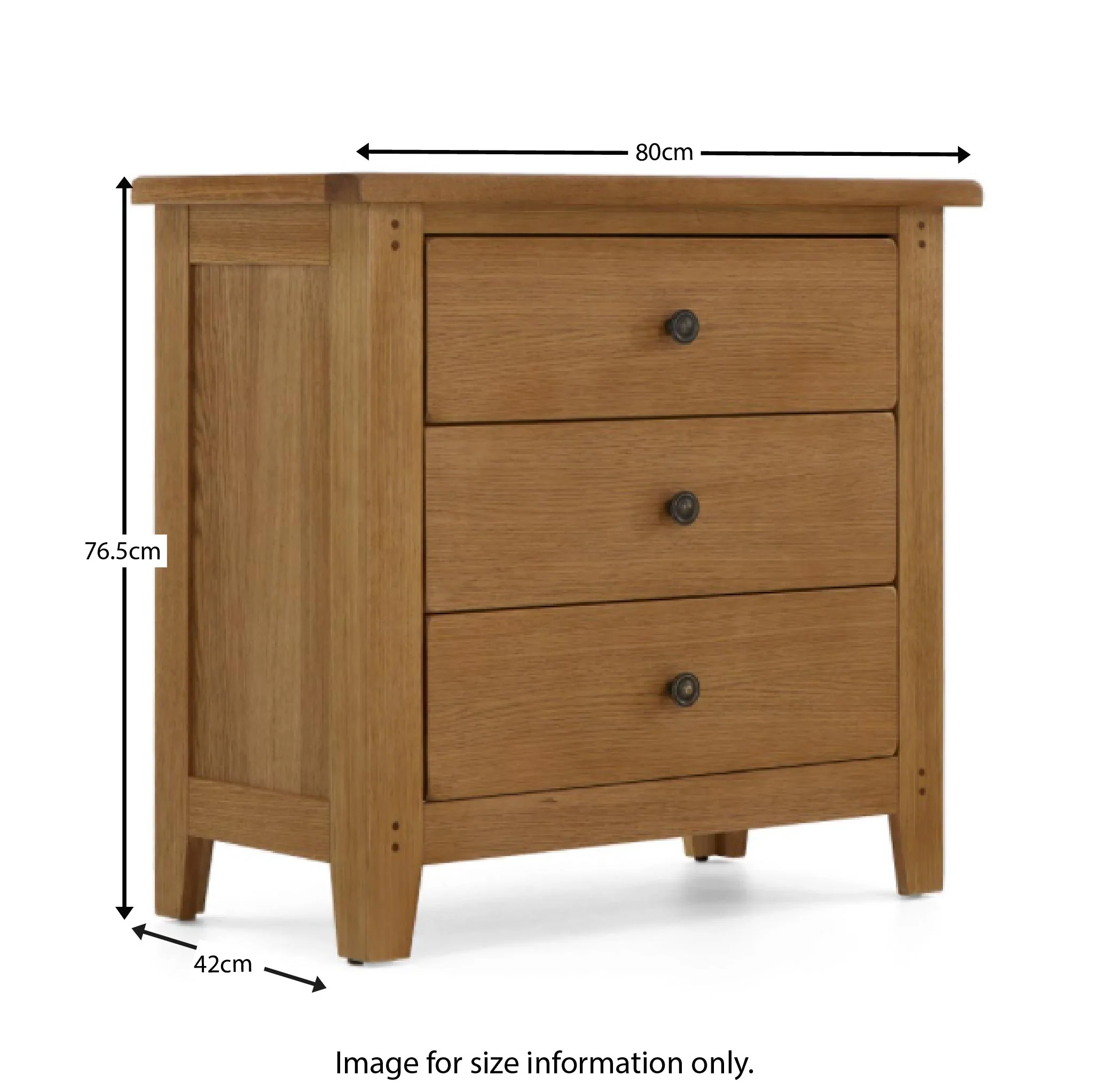 Broadway Oak 3 Drawer Chest - Image 10