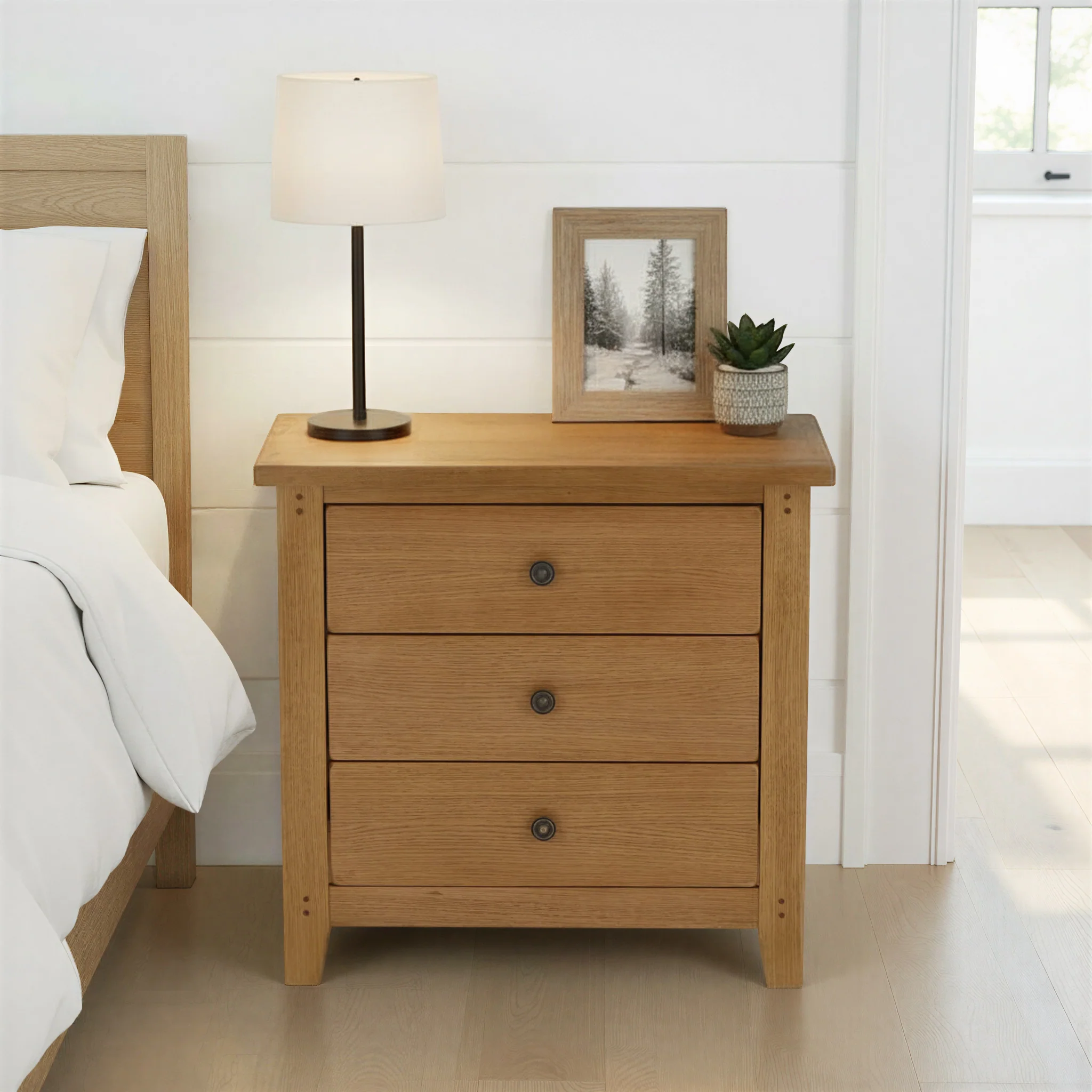 Broadway Oak 3 Drawer Chest - Image 2