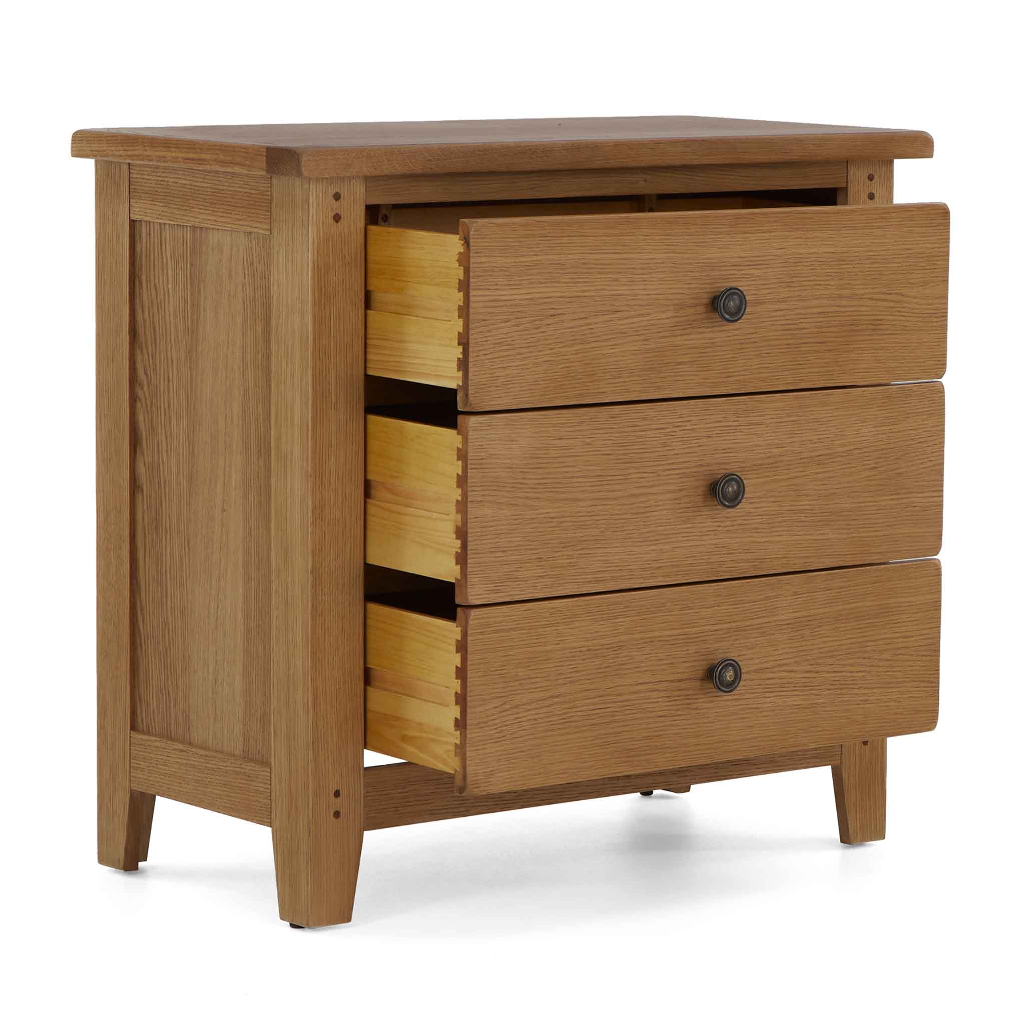 Broadway Oak 3 Drawer Chest - Image 7