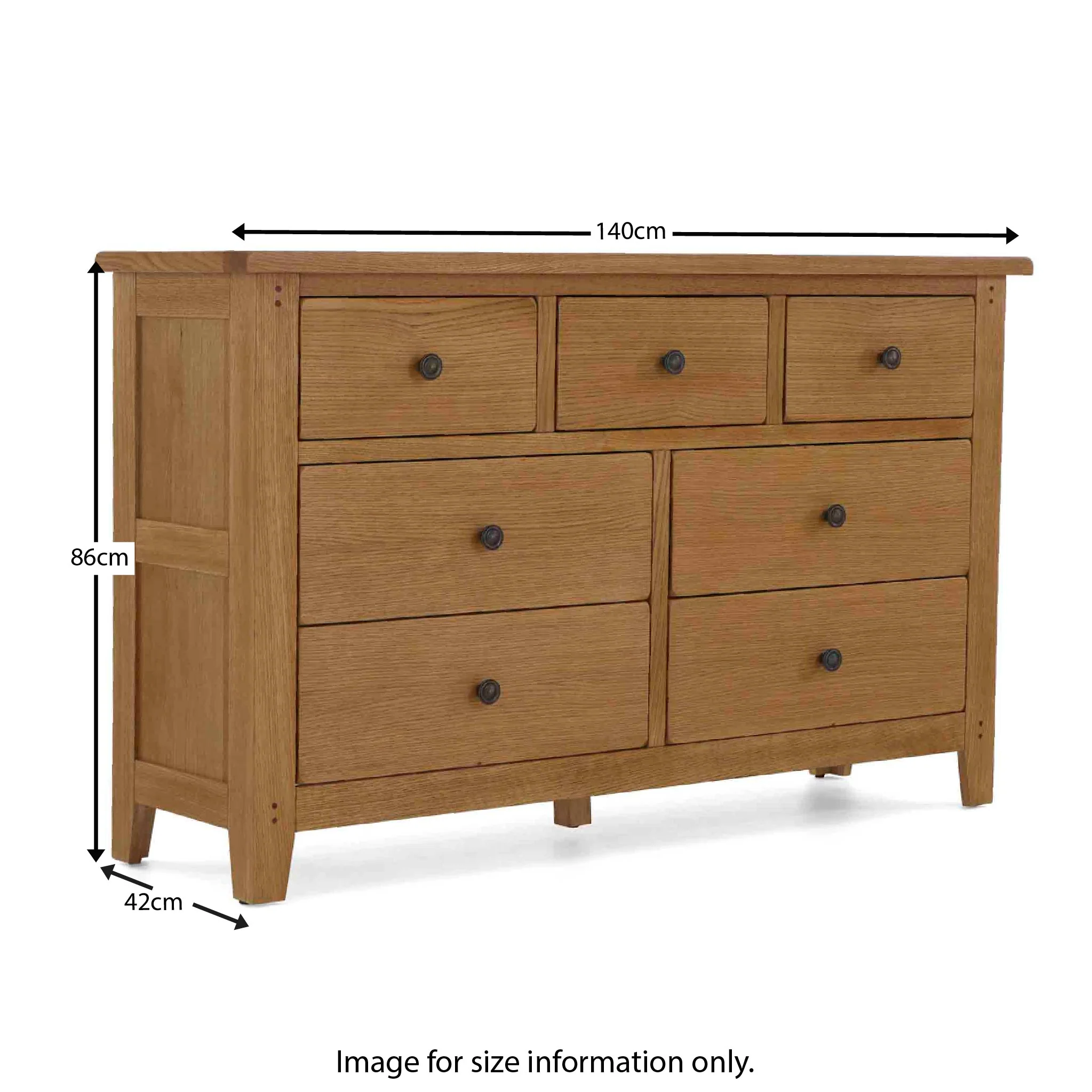 Broadway Oak 3 Over 4 Drawer Chest - Image 13