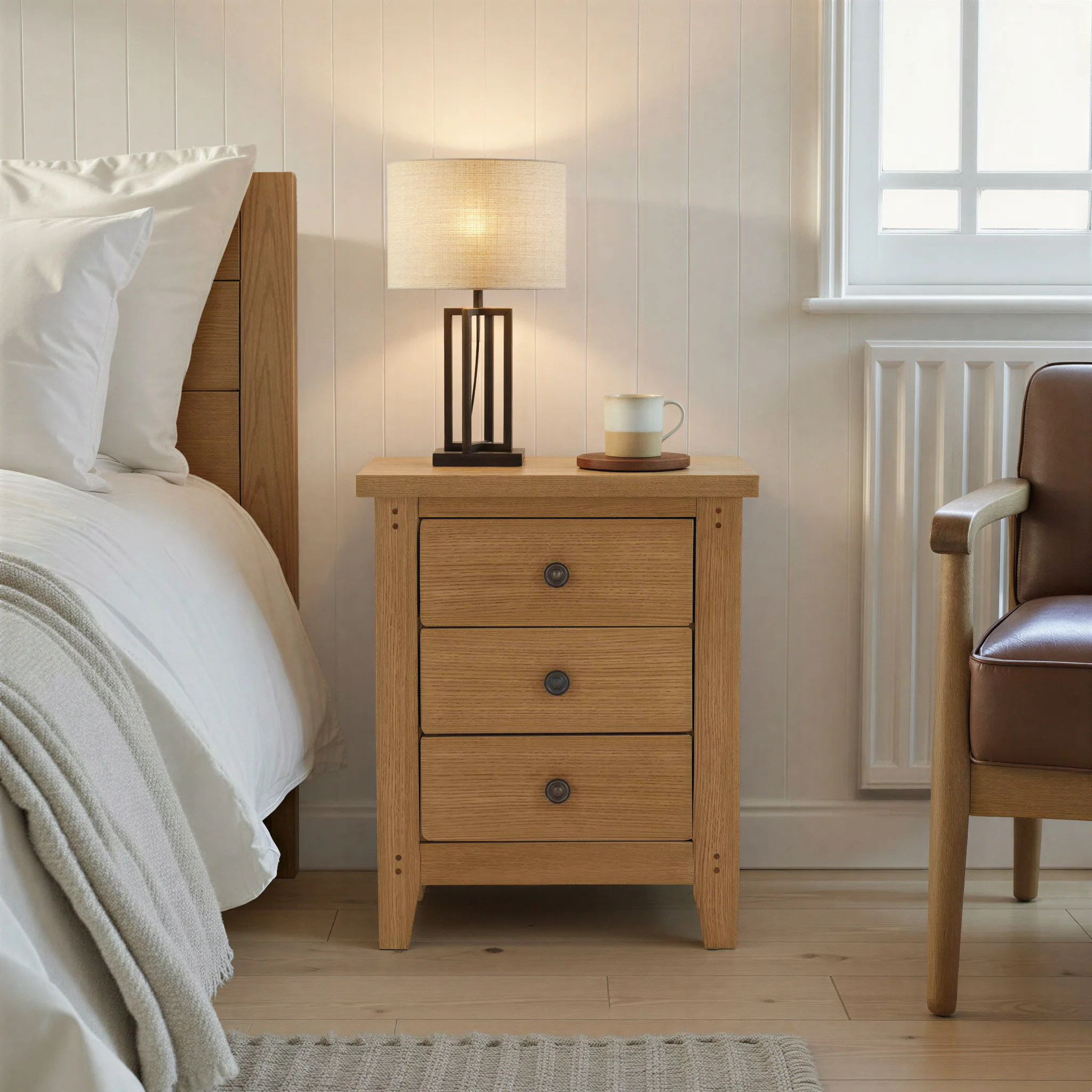 Broadway Oak Bedside Table - Image 2