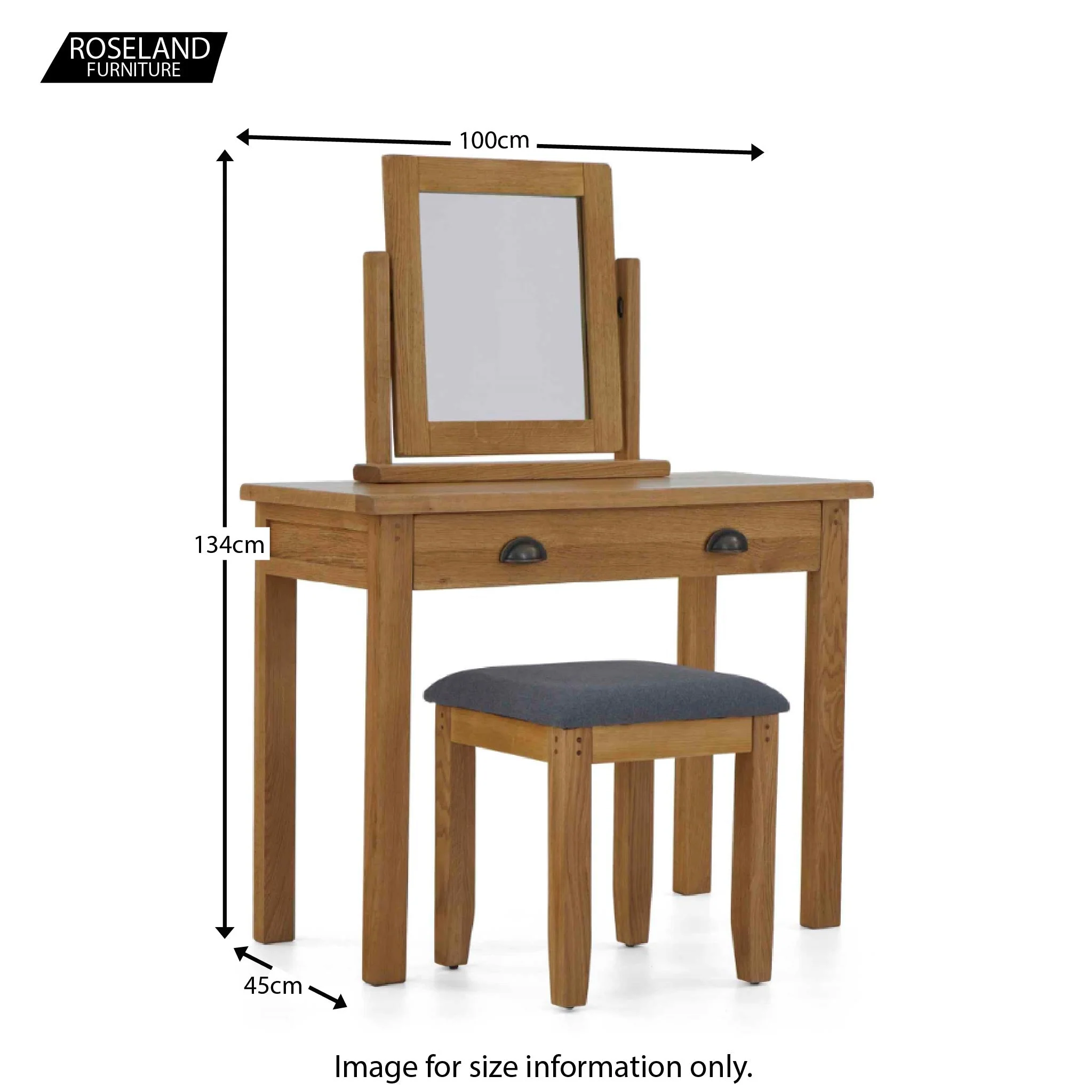 Broadway Oak Dressing Table Set - Image 13
