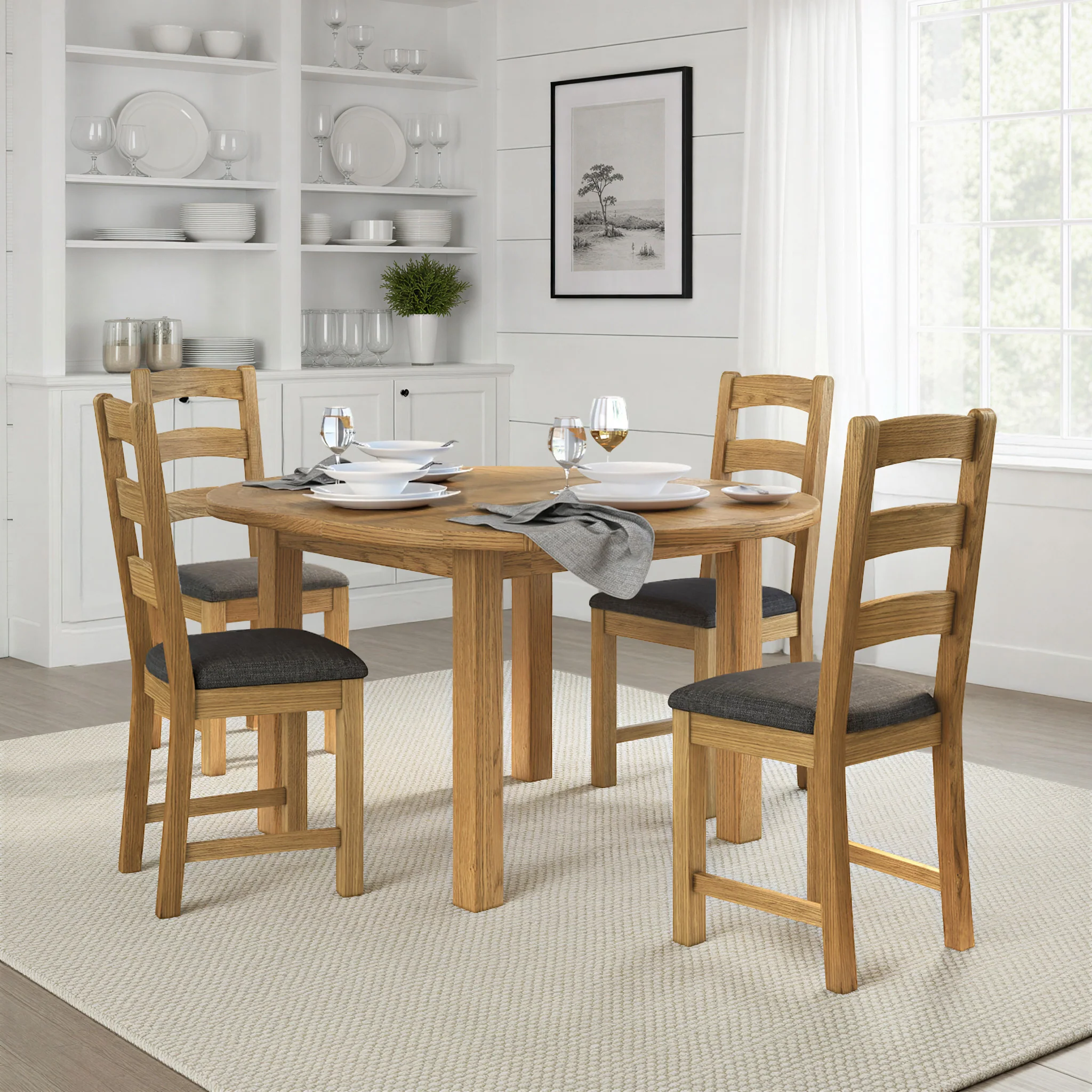 Broadway Oak 120-160cm Round Extendable Dining Table - Image 2