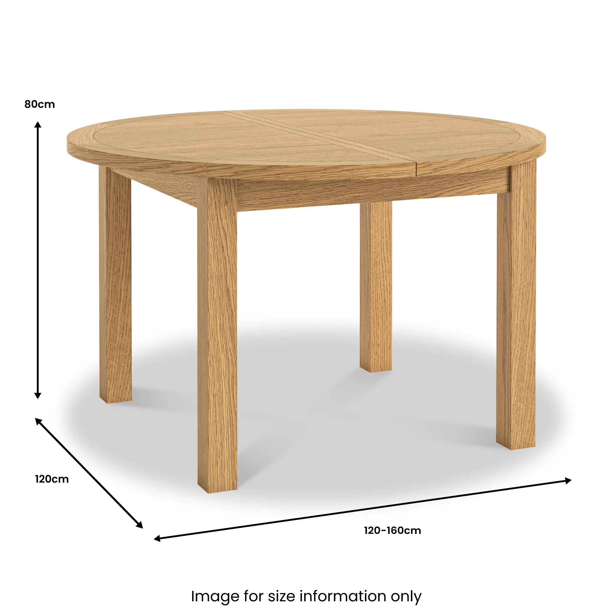Broadway Oak 120-160cm Round Extendable Dining Table - Image 9