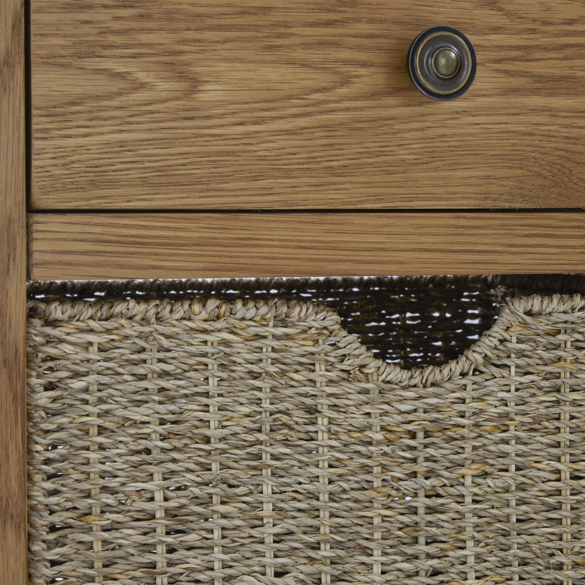 Broadway Oak Console Table with Baskets - Image 11