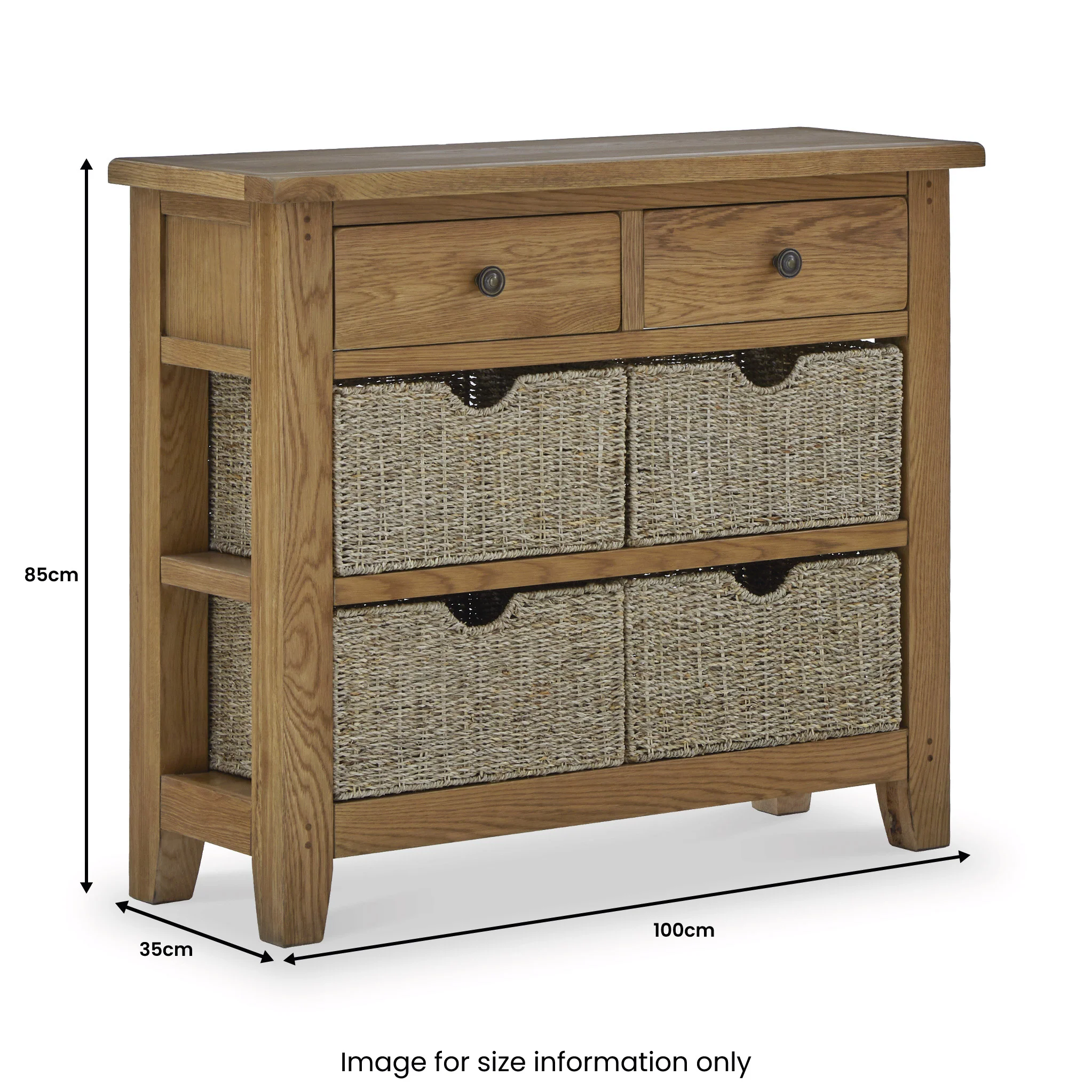 Broadway Oak Console Table with Baskets - Image 15