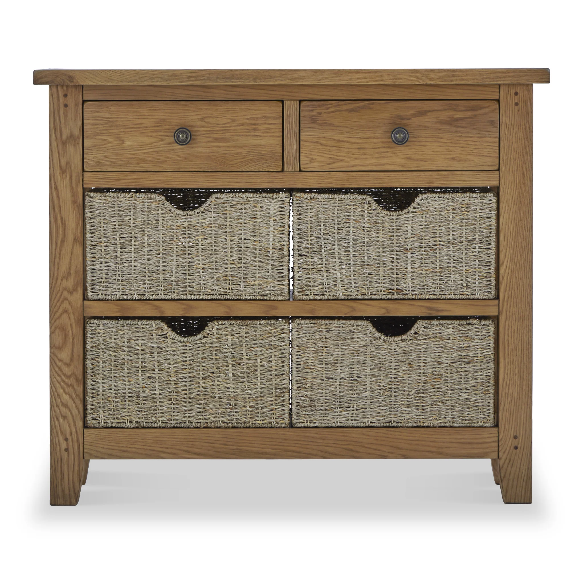 Broadway Oak Console Table with Baskets - Image 3