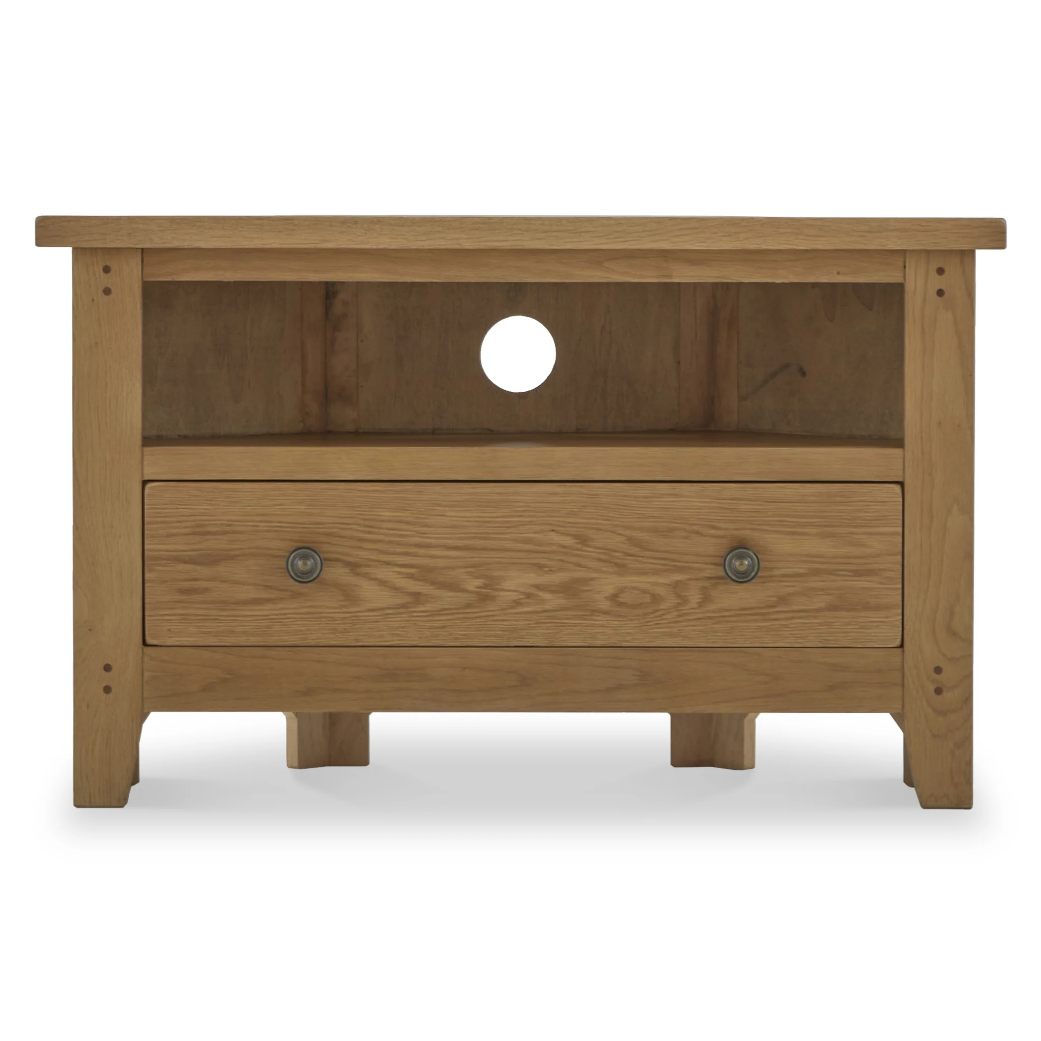 Broadway Oak Corner TV Unit with Drawer - Image 3
