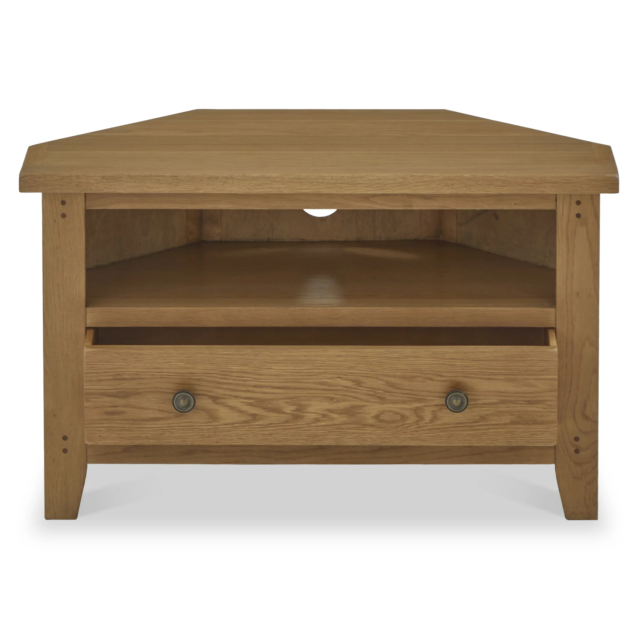 Broadway Oak Corner TV Unit with Drawer - Image 6