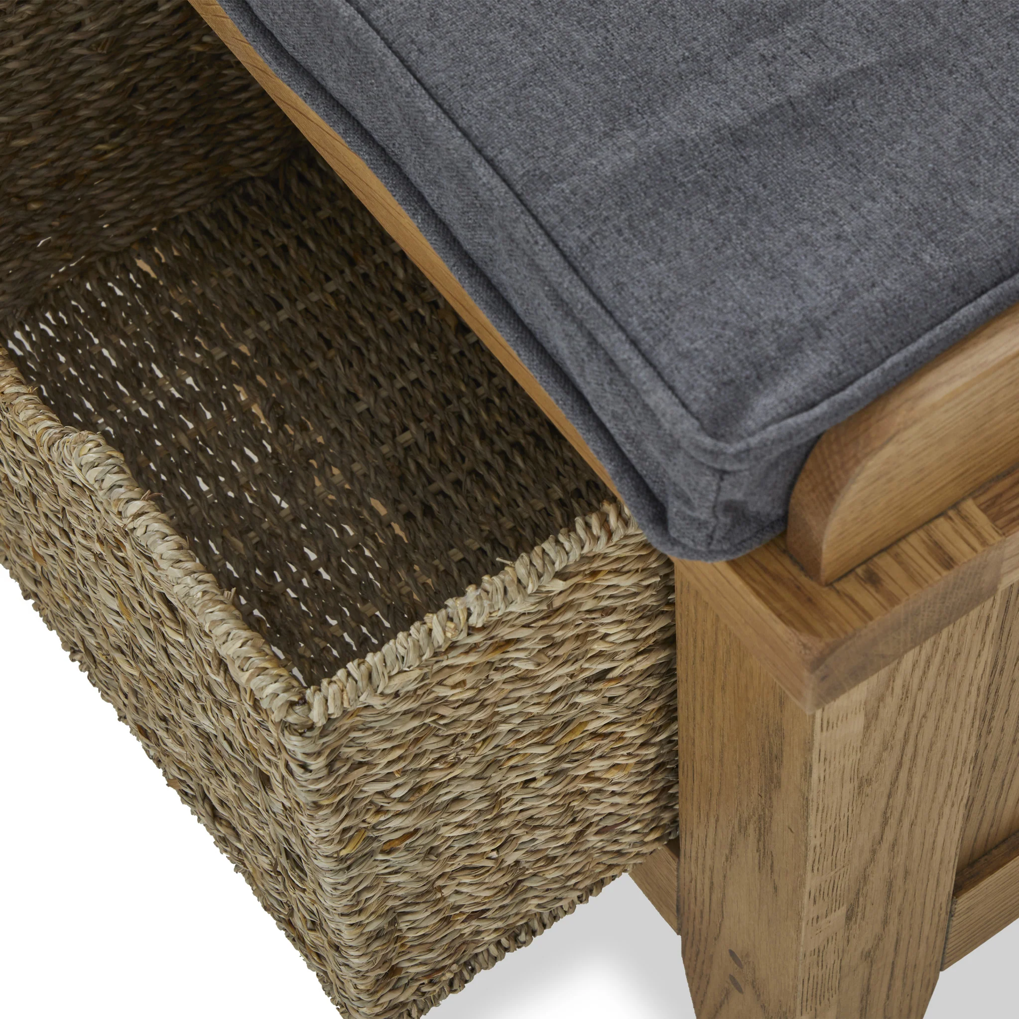 Broadway Oak Hallway Bench with Baskets - Image 11