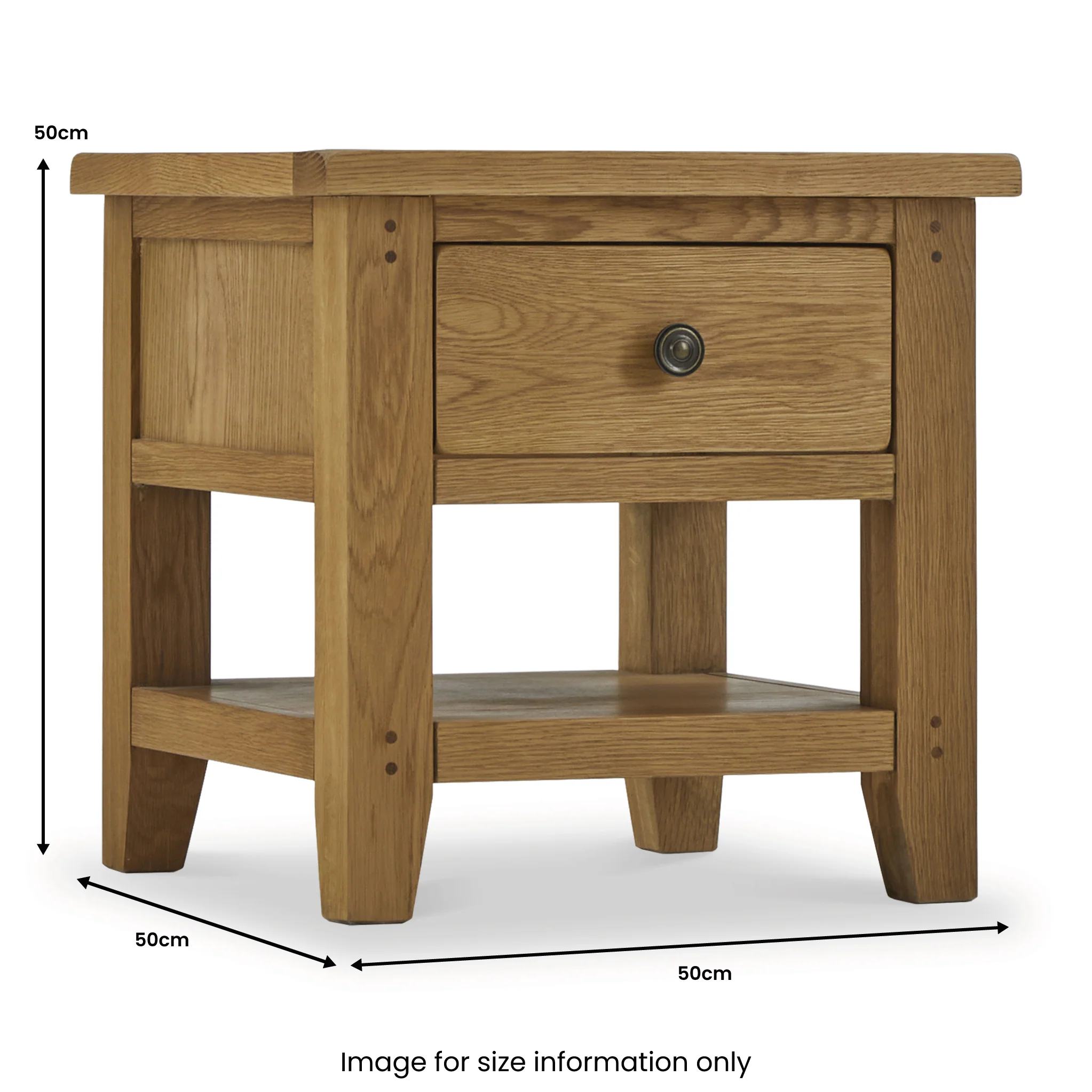 Broadway Oak Lamp Table with Drawer - Image 10