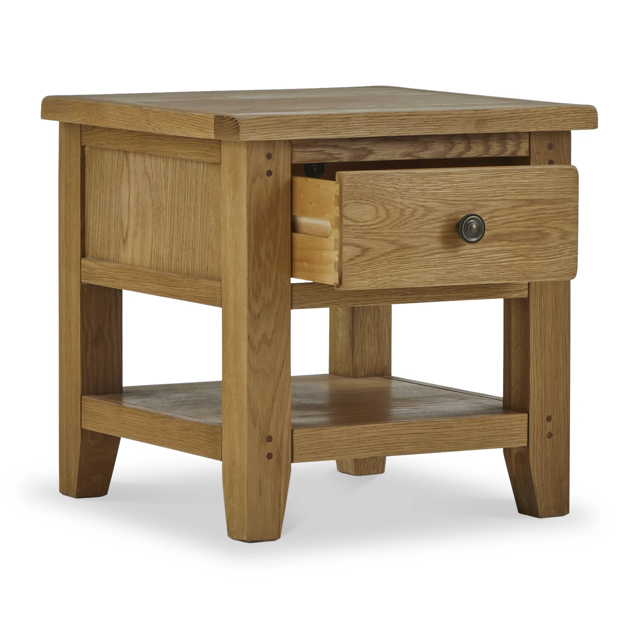 Broadway Oak Lamp Table with Drawer - Image 4