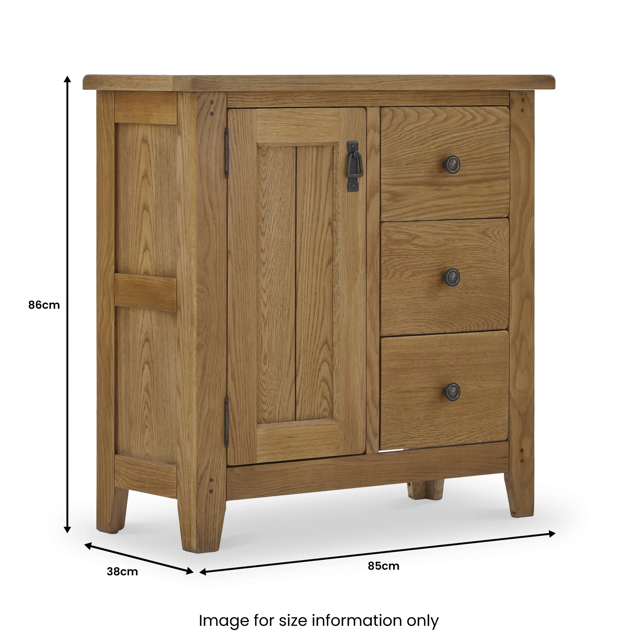 Broadway Oak Mini Sideboard with Side Drawers - Image 15