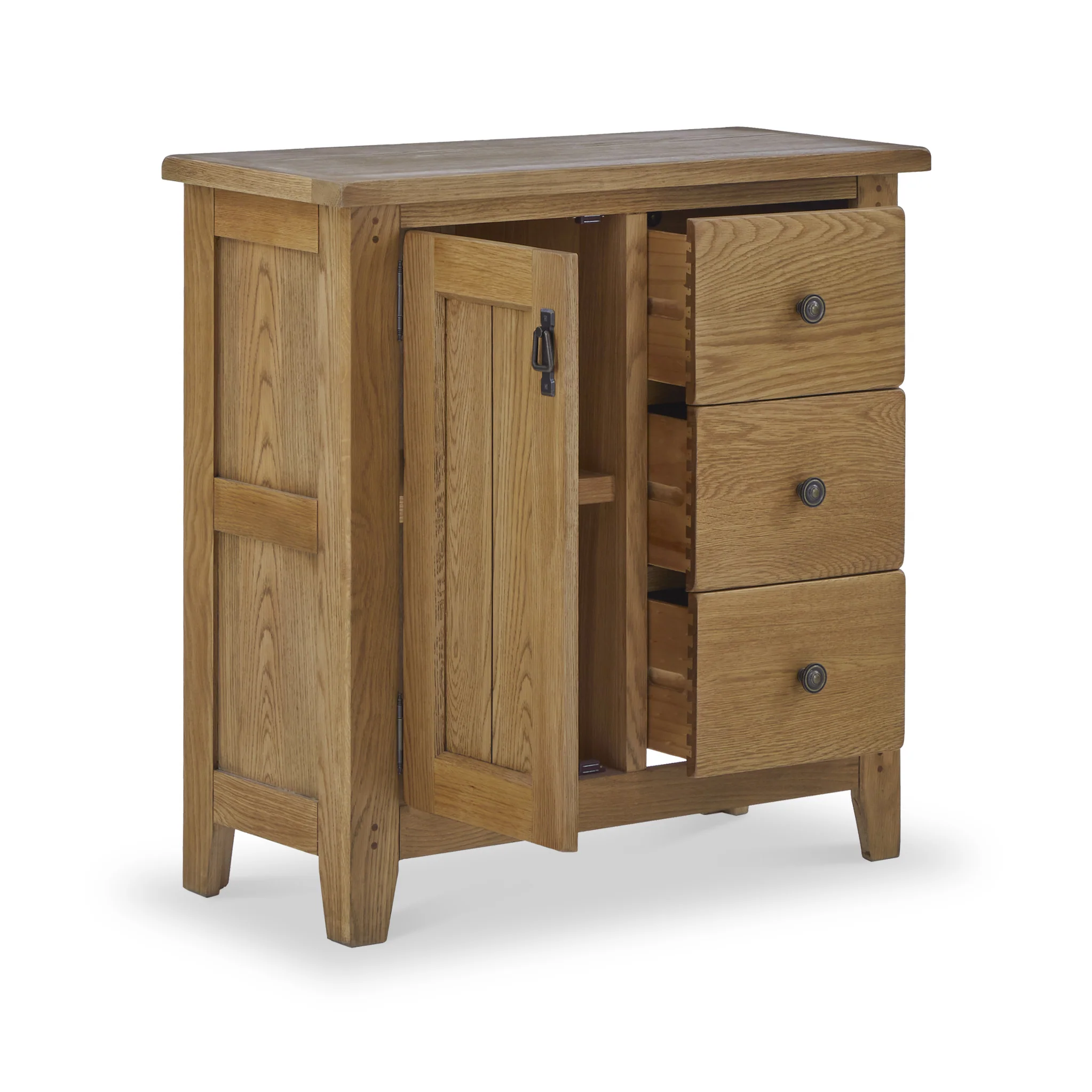 Broadway Oak Mini Sideboard with Side Drawers - Image 4