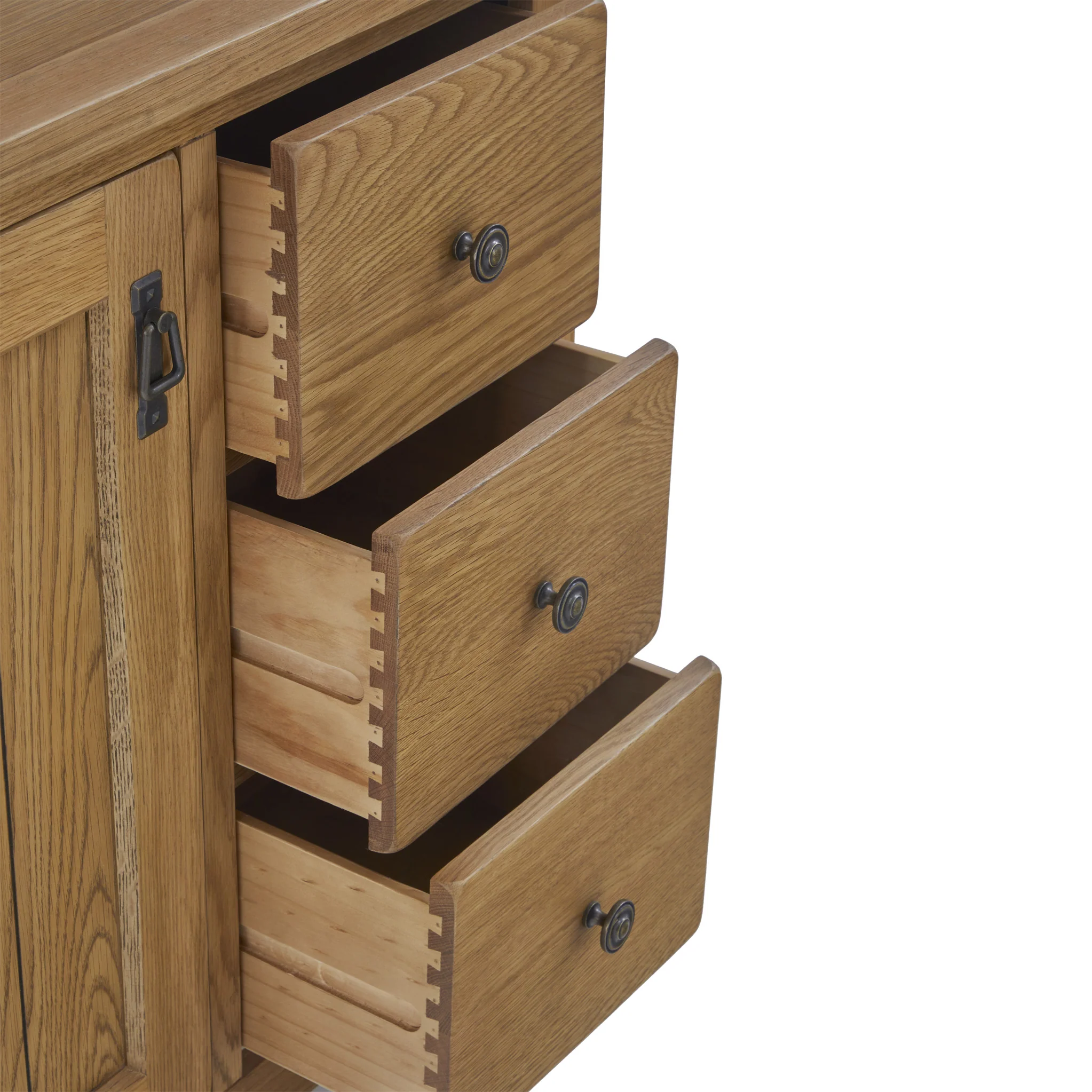 Broadway Oak Mini Sideboard with Side Drawers - Image 5