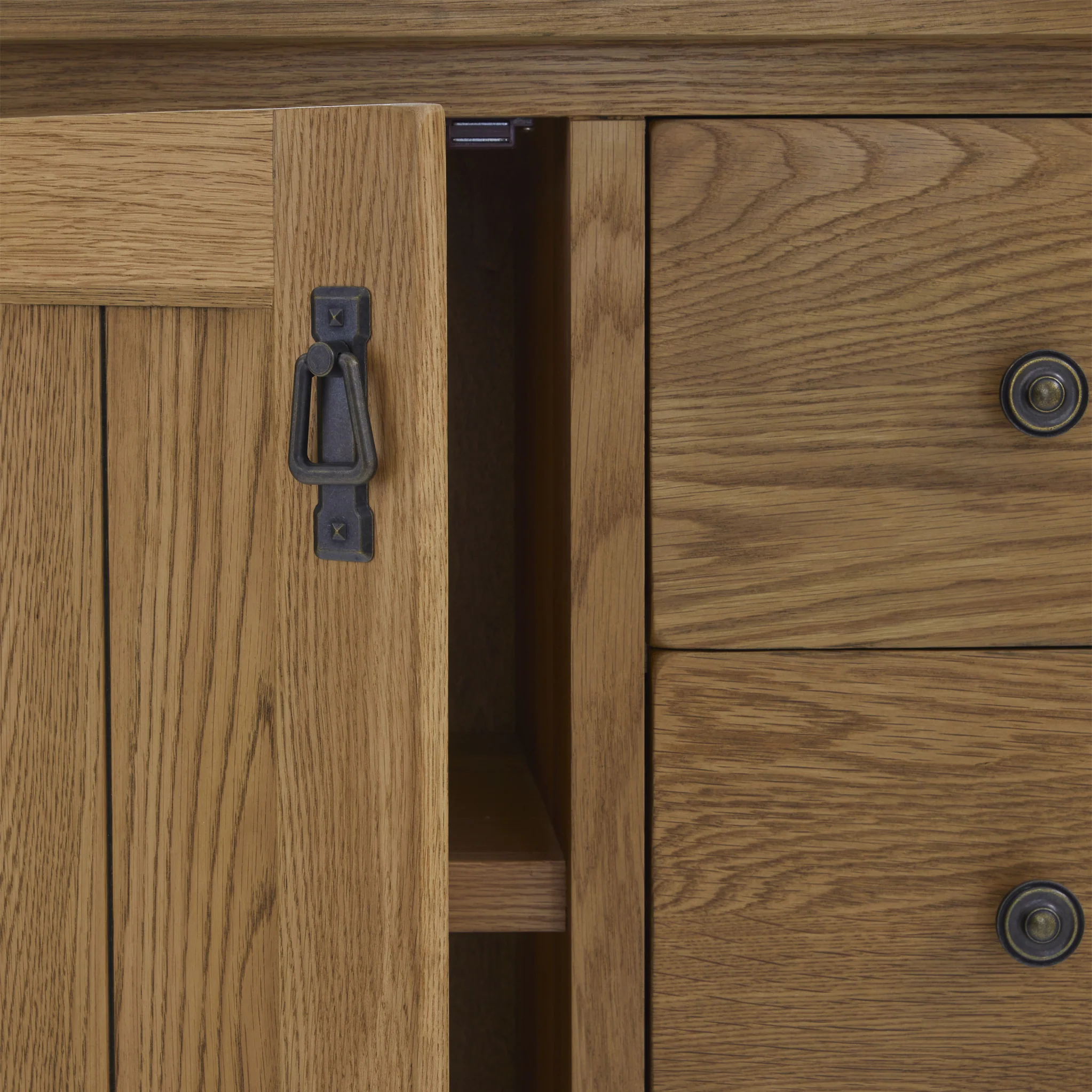 Broadway Oak Mini Sideboard with Side Drawers - Image 8