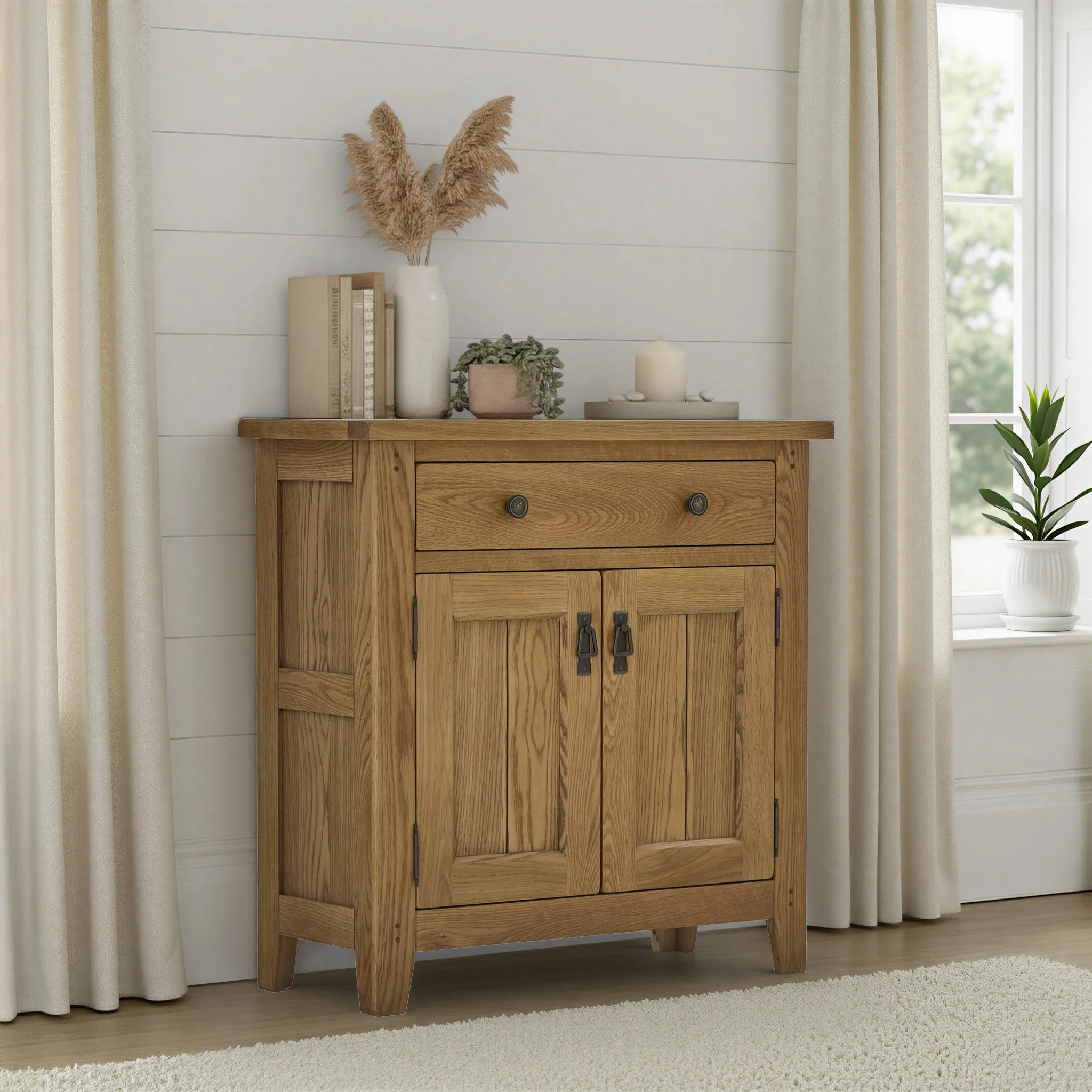 Broadway Oak Mini Sideboard with Top Drawer - Image 2