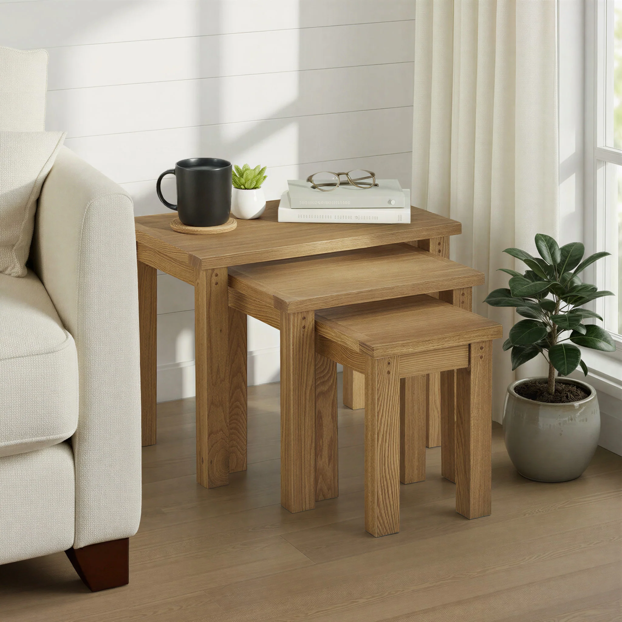 Broadway Oak Nest of Tables - Image 2
