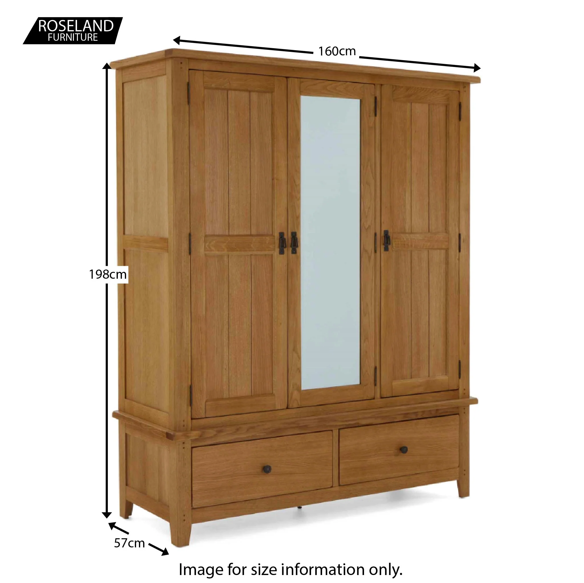 Broadway Oak Triple Wardrobe - Image 16
