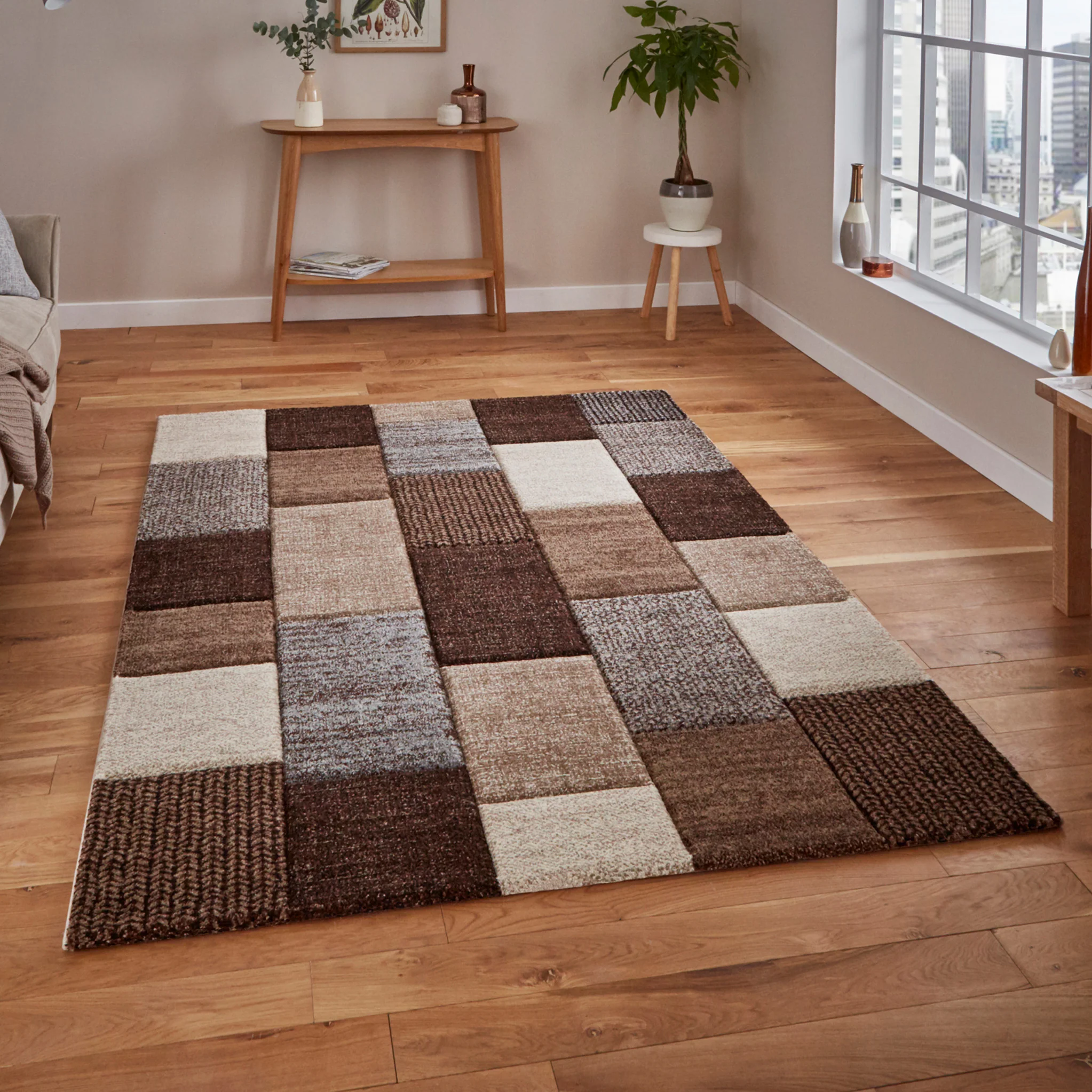 Brockton Cube Patterned Hand Carved Rug - Image 2