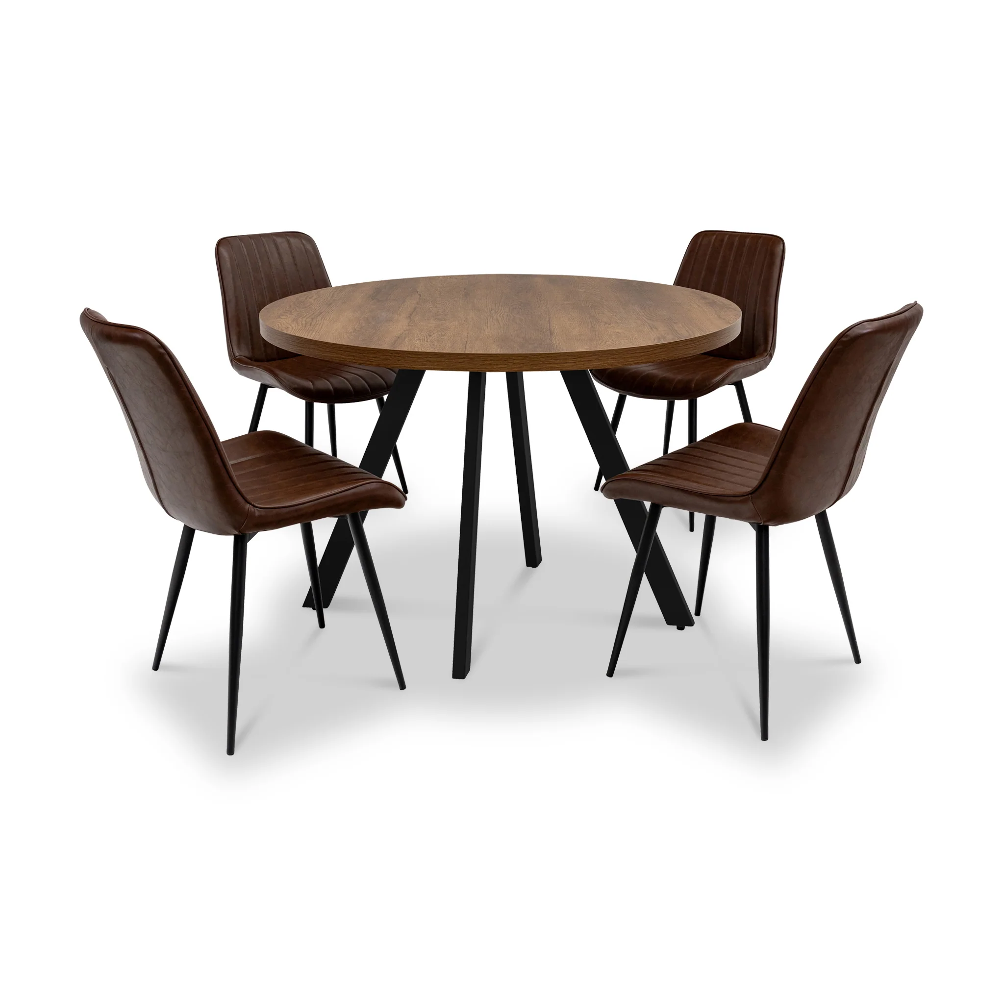 Brooks 110cm Dark Oak Round Dining Table - Image 2