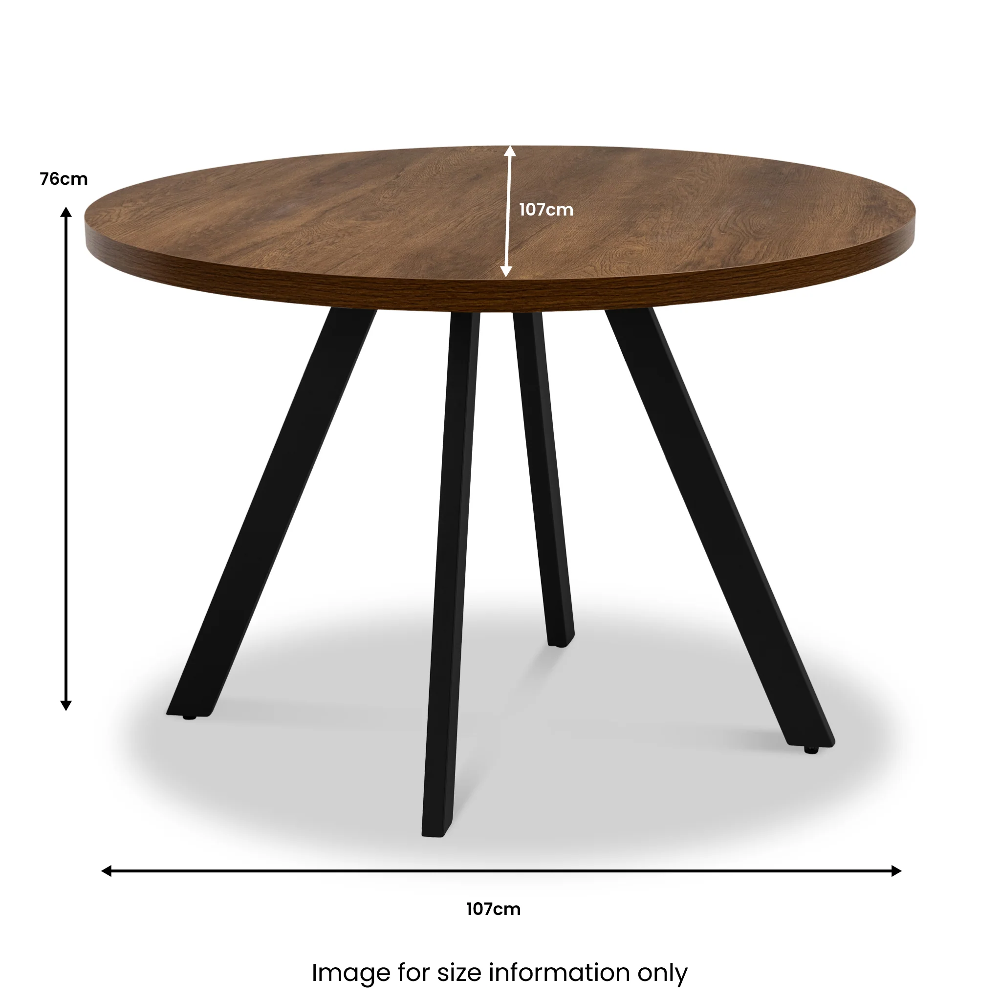 Brooks 110cm Dark Oak Round Dining Table - Image 5