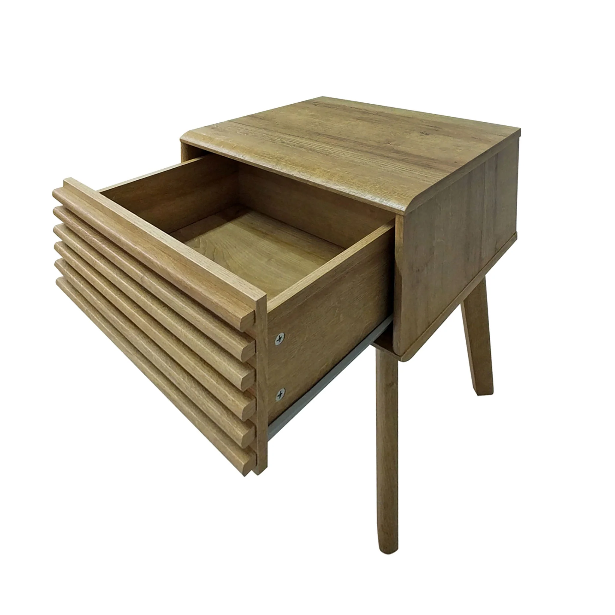 Brunswick Oak 1 Drawer Slatted Lamp Table - Image 4