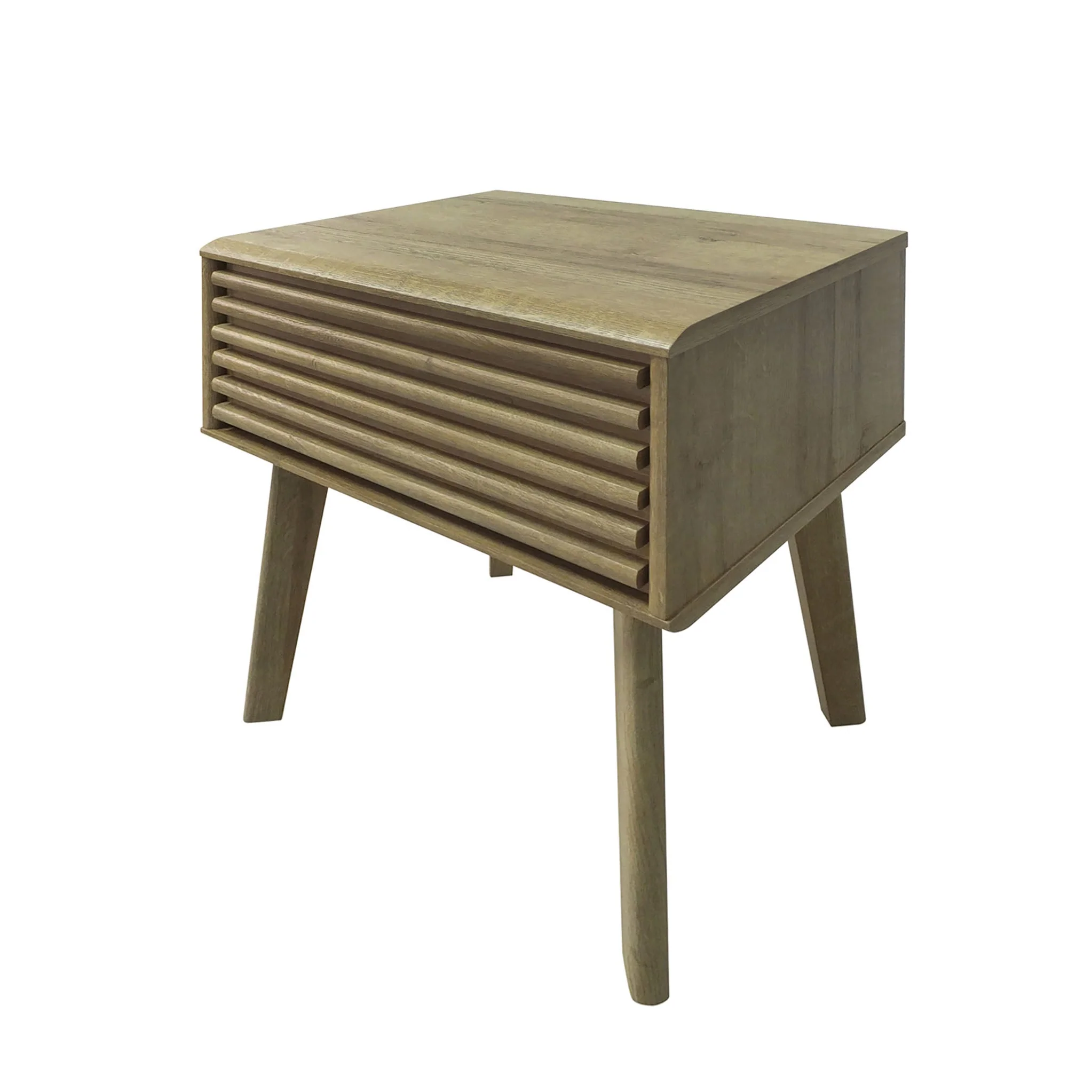 Brunswick Oak 1 Drawer Slatted Lamp Table - Image 5