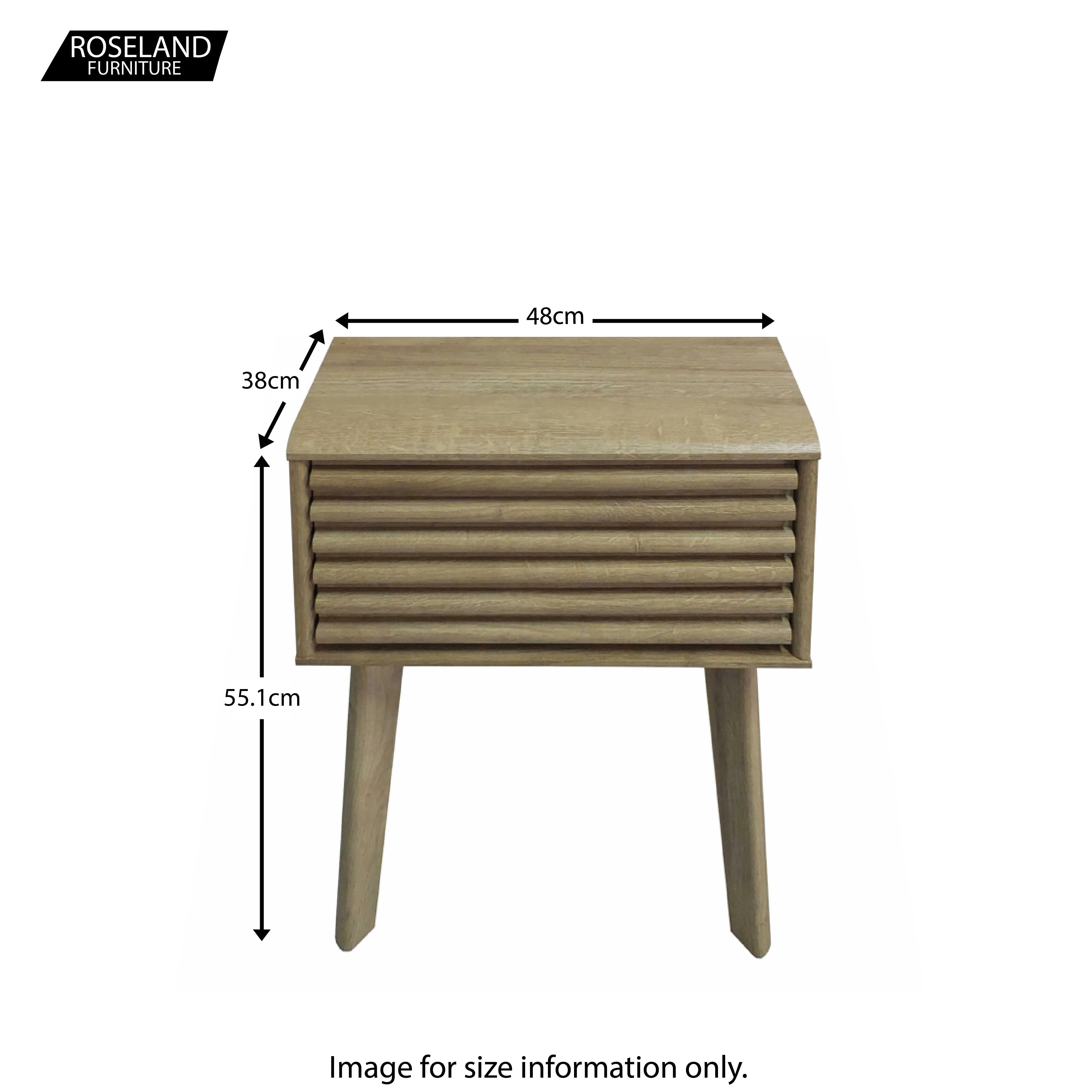 Brunswick Oak 1 Drawer Slatted Lamp Table - Image 9