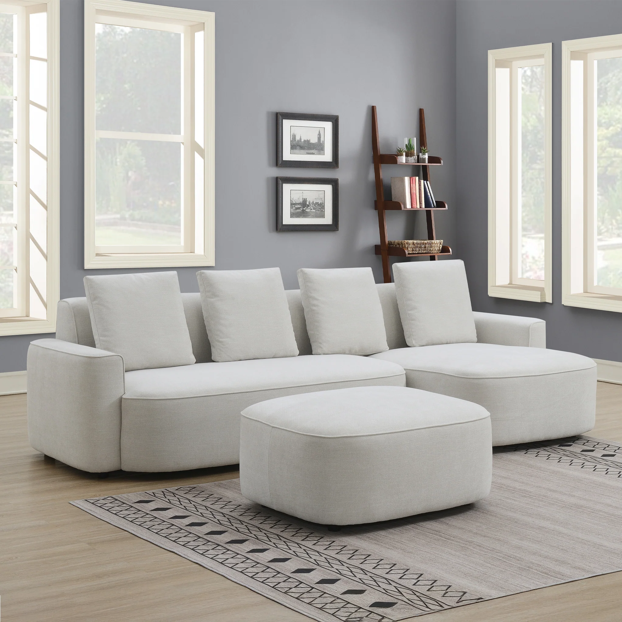 Burton Chaise Sofa & Ottoman - Image 2