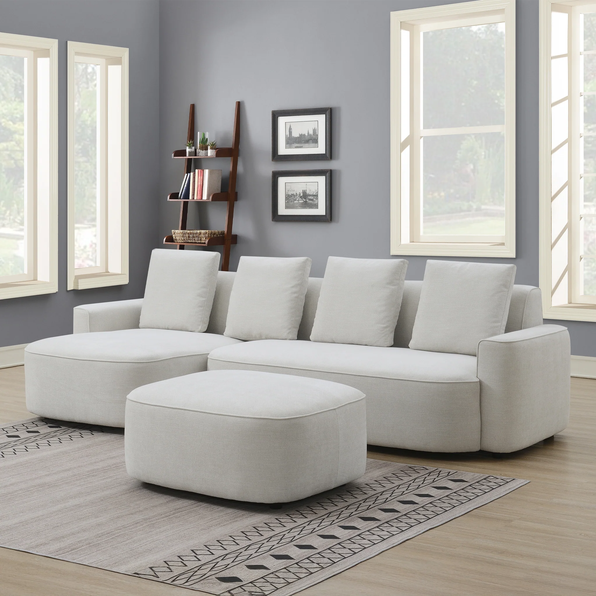 Burton Chaise Sofa & Ottoman - Image 4