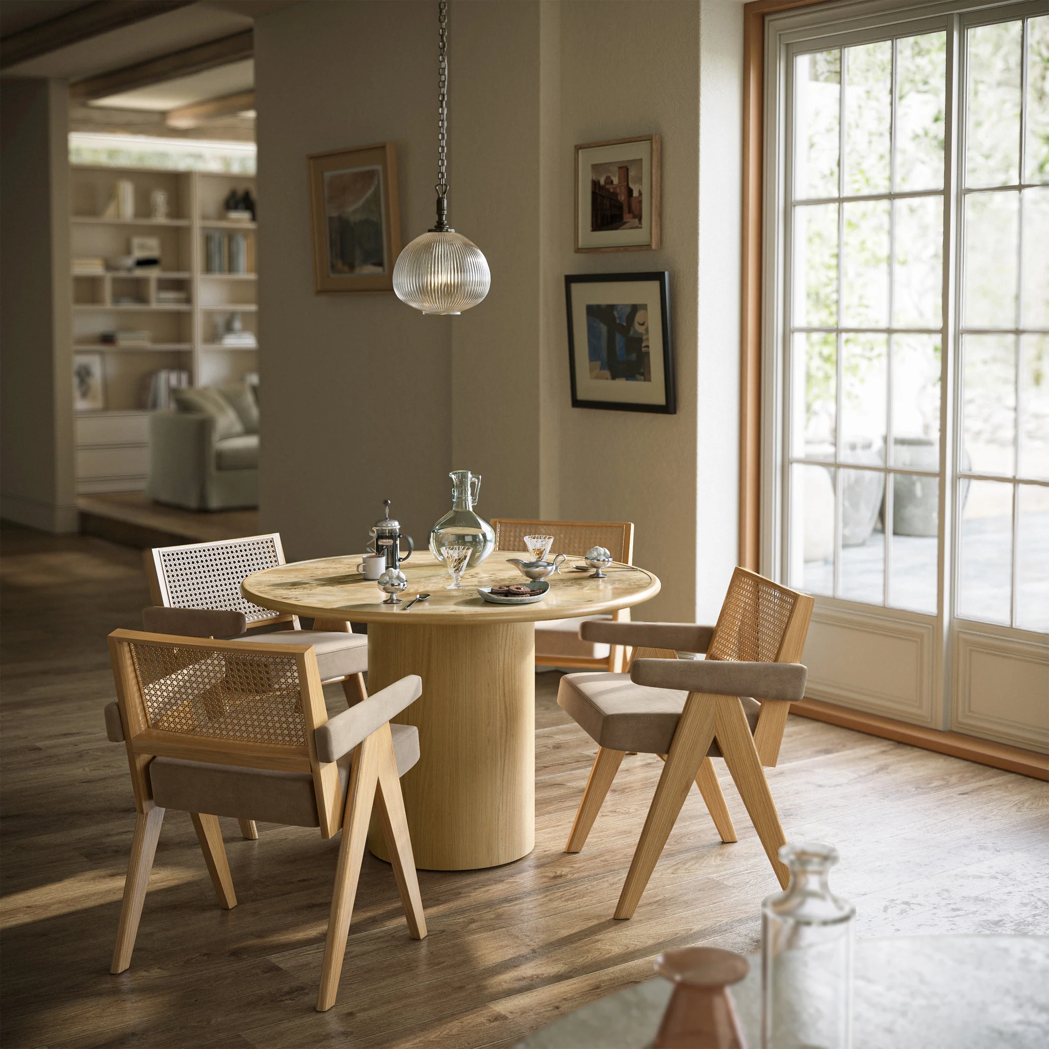 Calder Light Burl 100cm Round Dining Table - Image 2