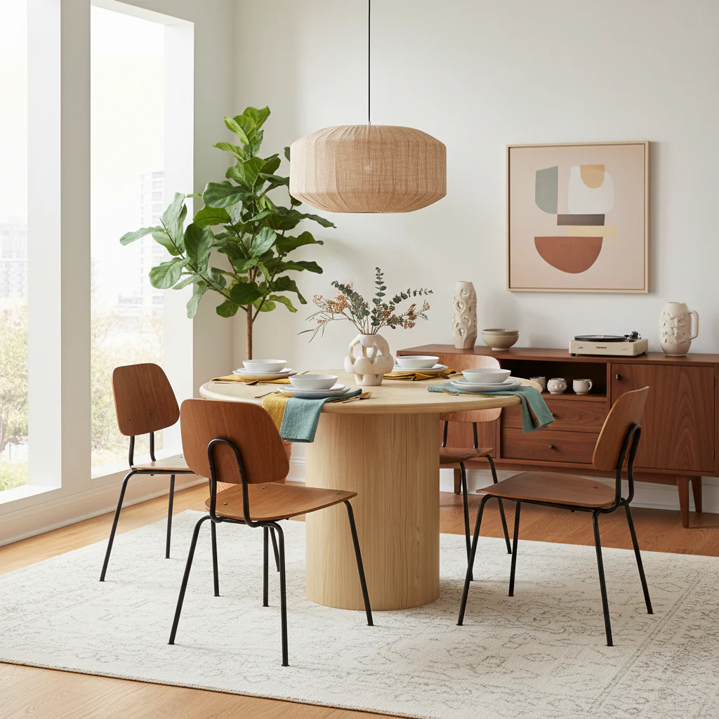 Calder Light Burl 100cm Round Dining Table - Image 3