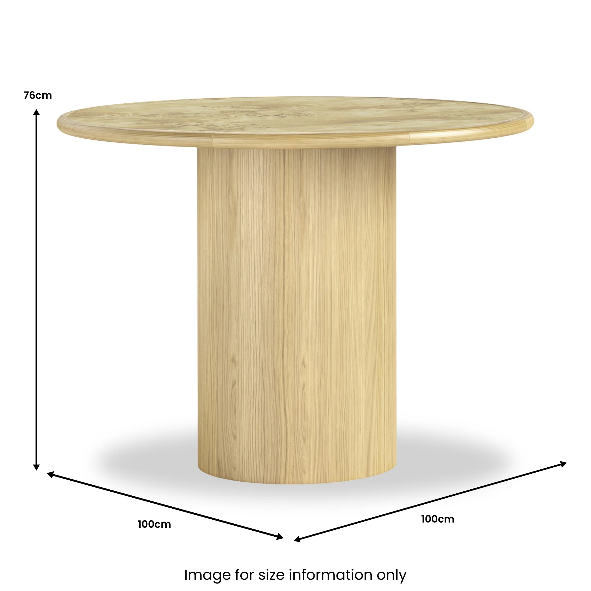 Calder Light Burl 100cm Round Dining Table - Image 4