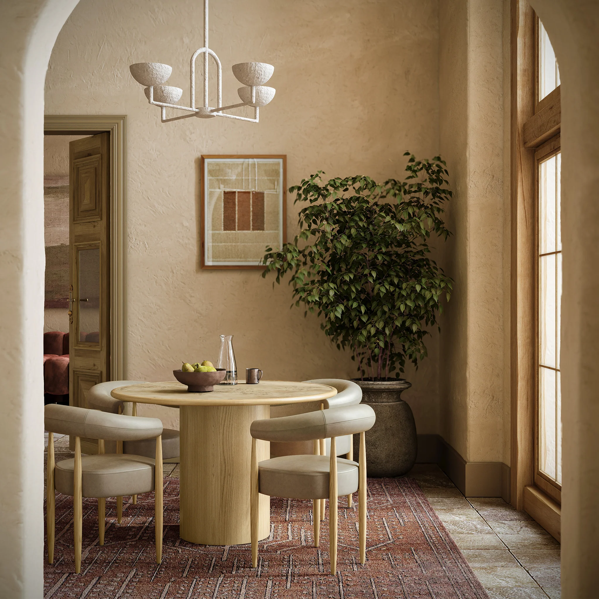Calder Light Burl 120cm Round Dining Table - Image 3