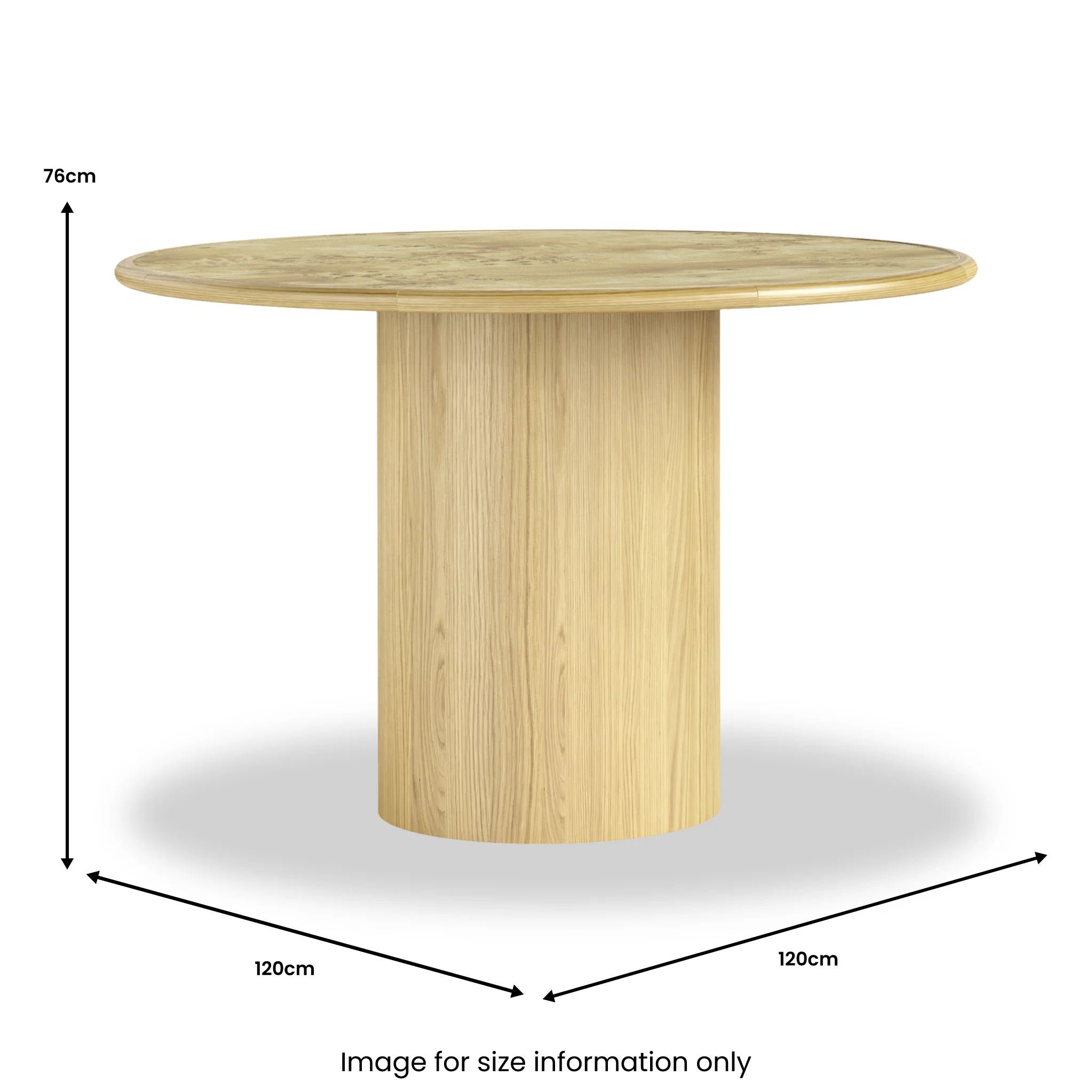 Calder Light Burl 120cm Round Dining Table - Image 4