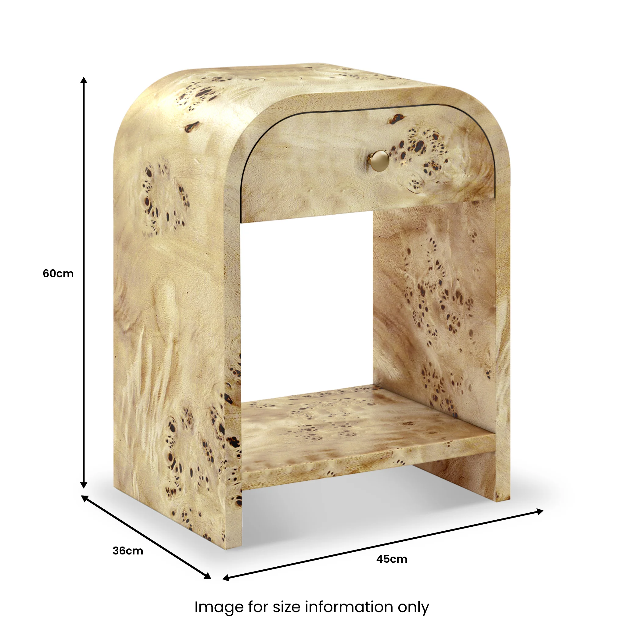 Calder Light Burl Bedside Table - Image 3