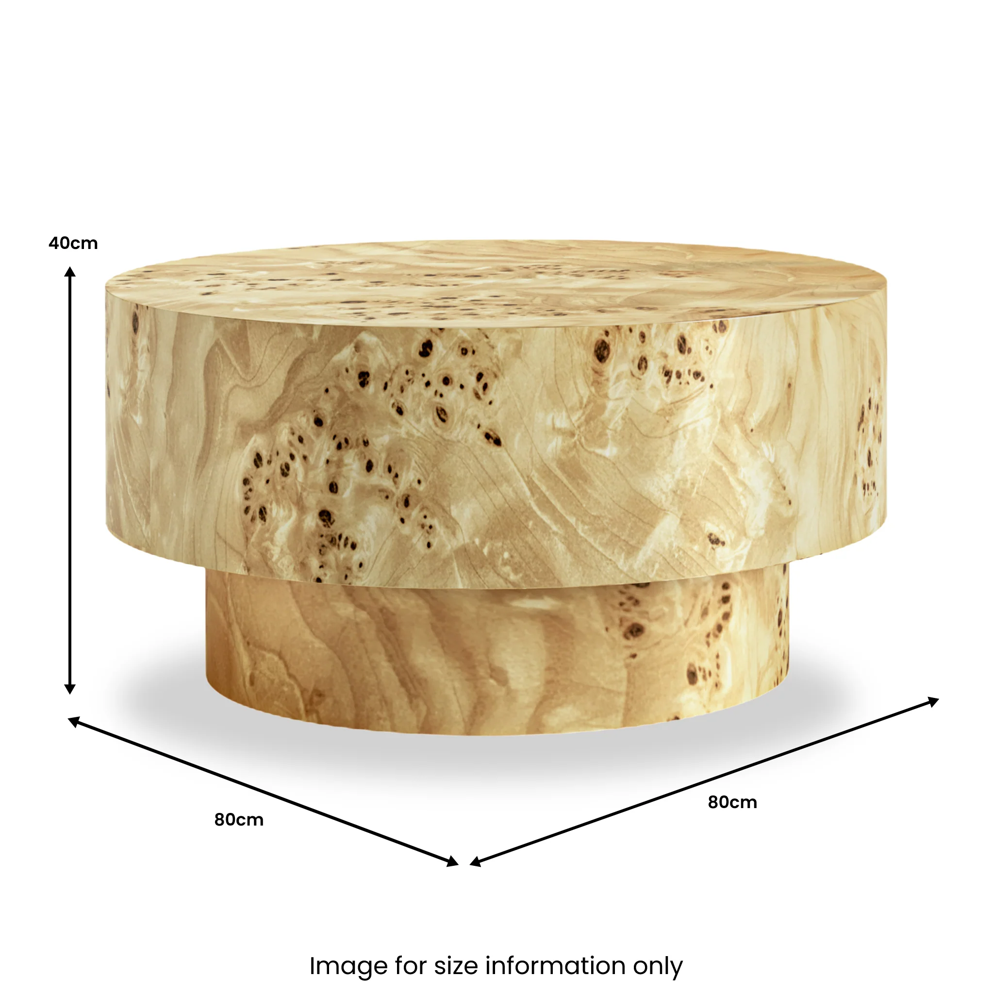 Calder Light Burl Round Coffee Table - Image 3