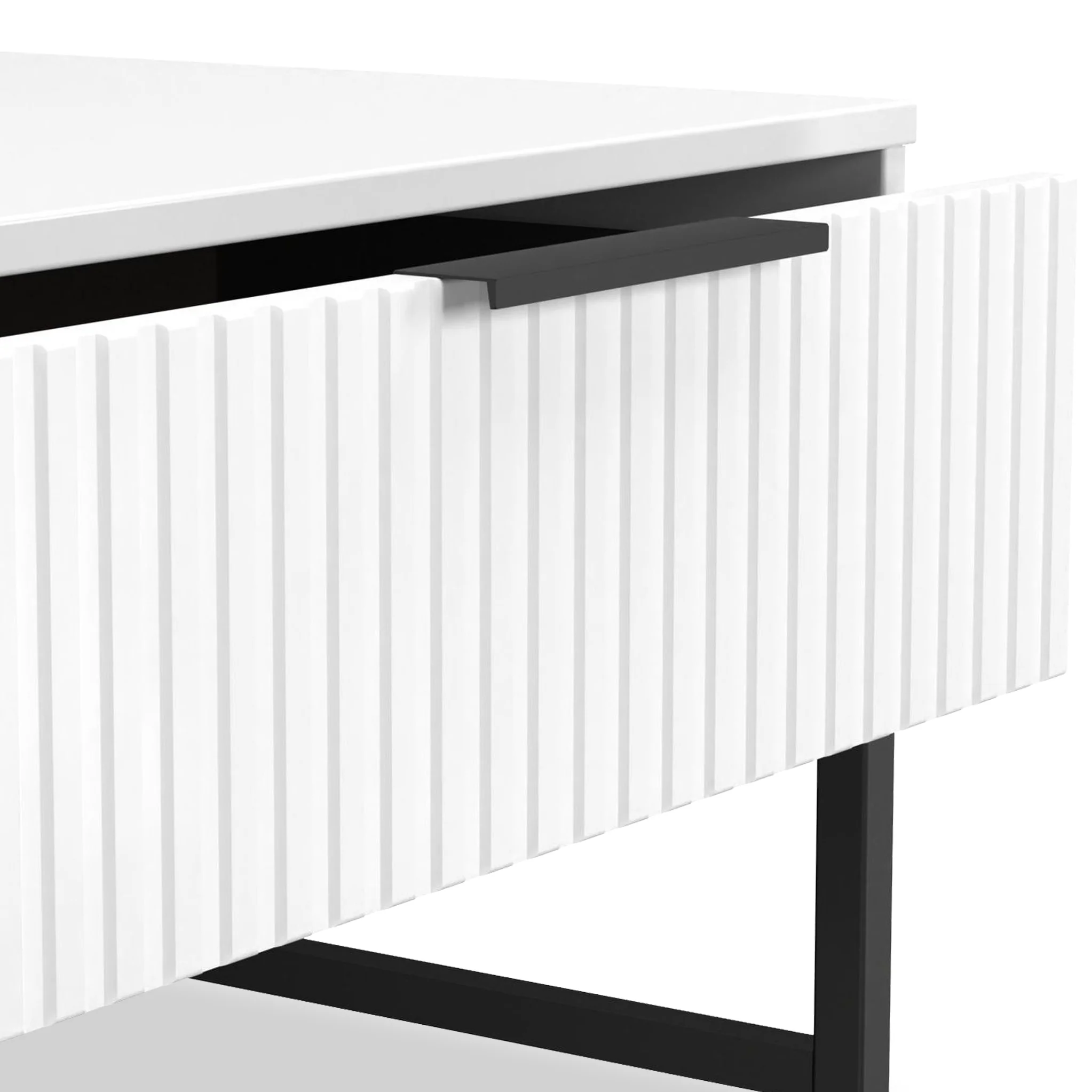 Callo Fluted 1 Drawer Wide Side Table - Image 4