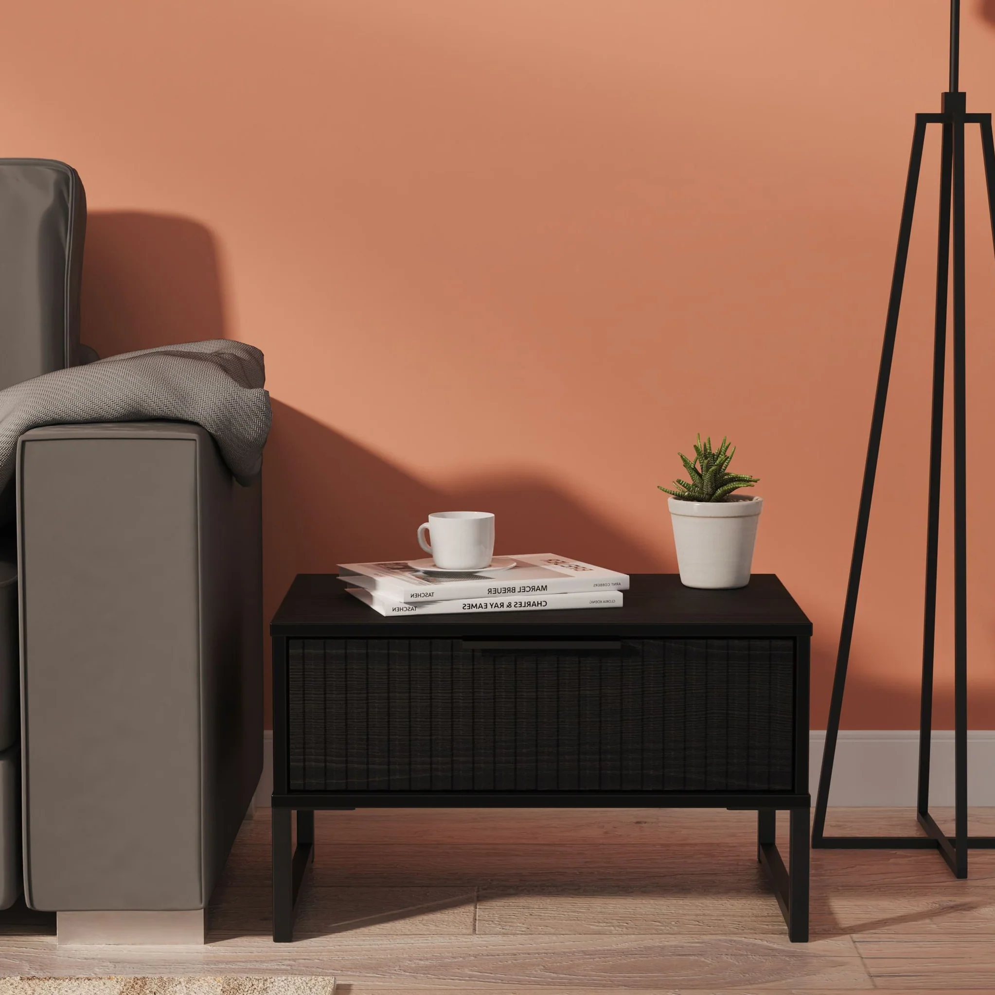Callo Fluted 1 Drawer Wide Side Table - Image 8