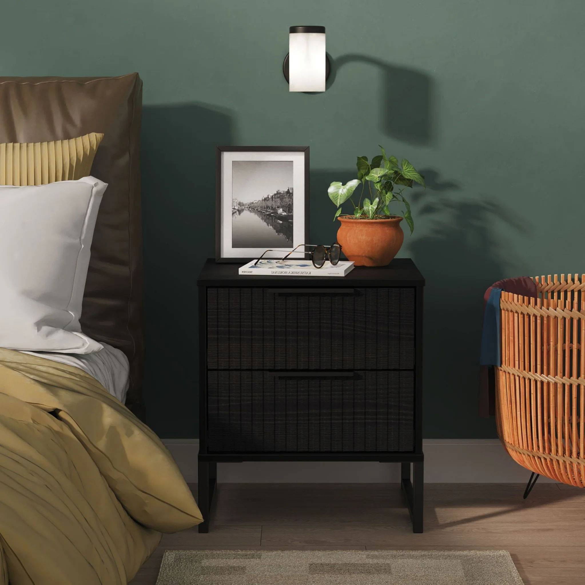 Callo Fluted 2 Drawer Bedside Table - Image 8