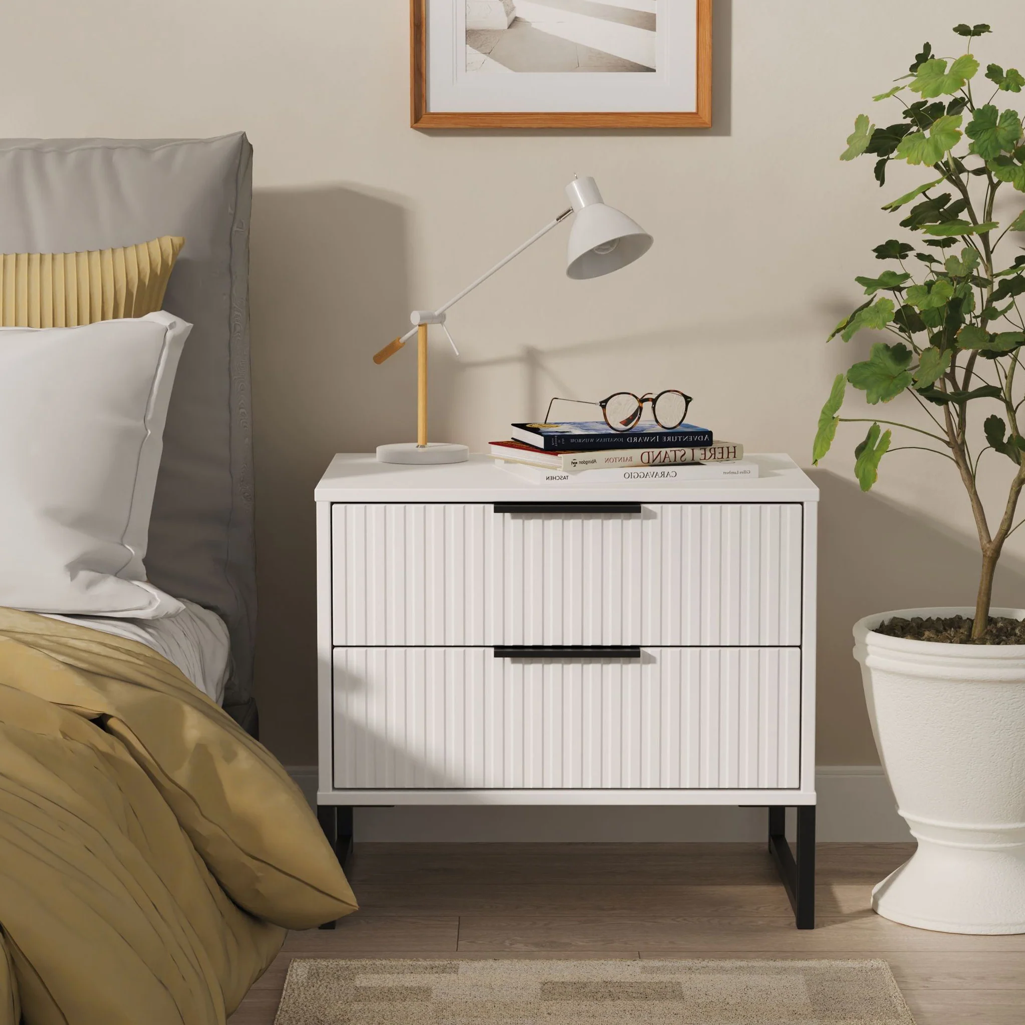 Callo Fluted 2 Drawer Side Table - Image 2