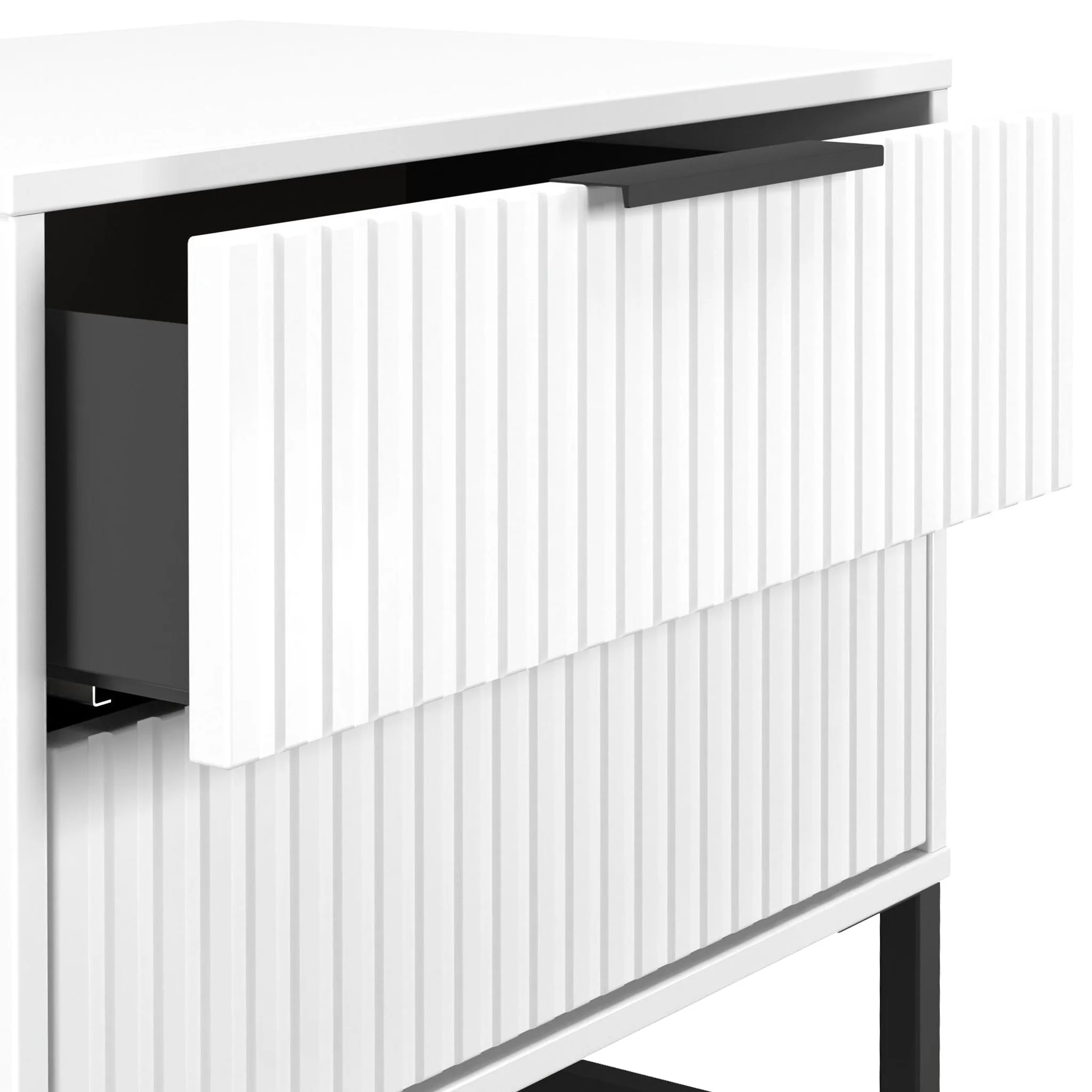 Callo Fluted 2 Drawer Side Table - Image 4