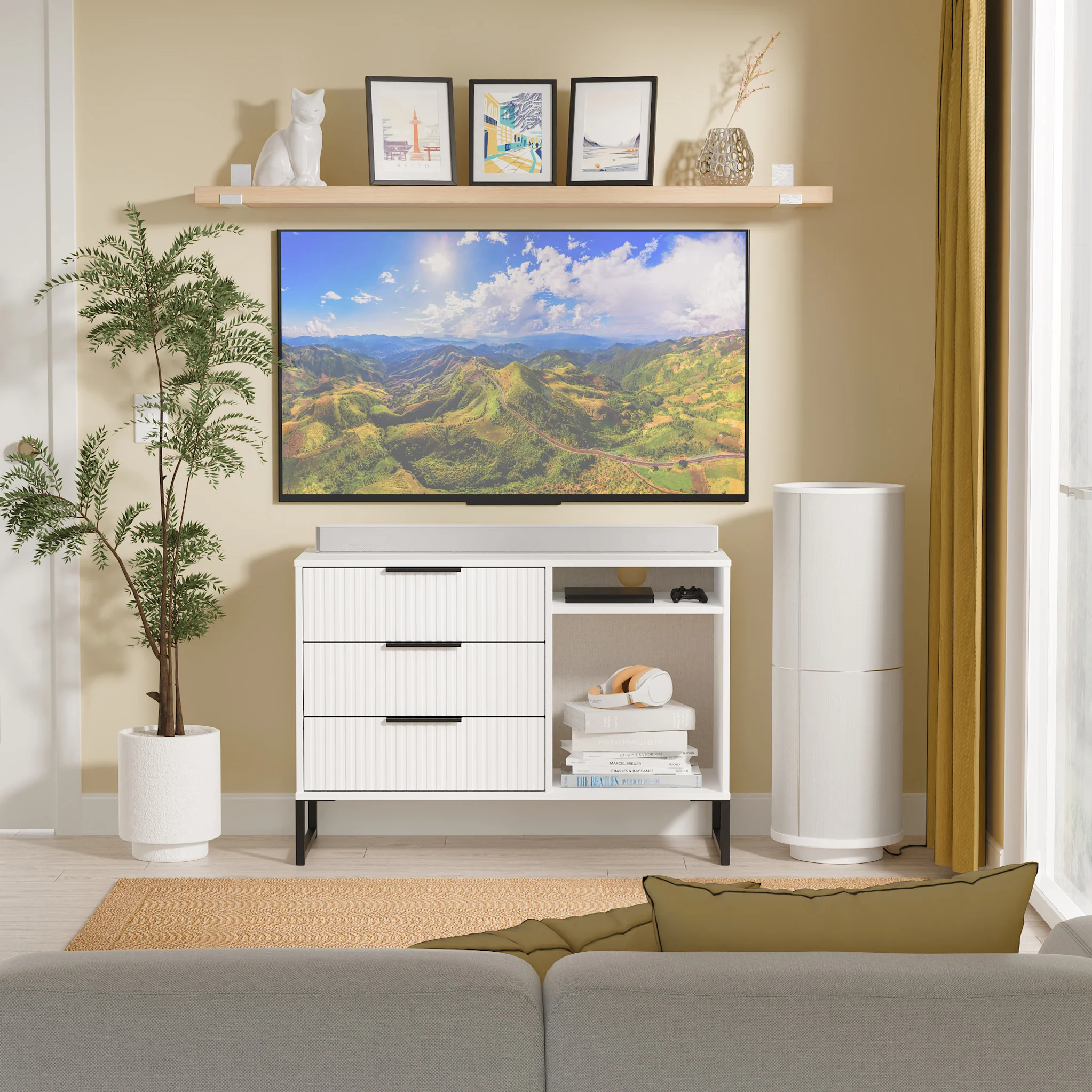 Callo Fluted 3 Drawer TV Unit - Image 2